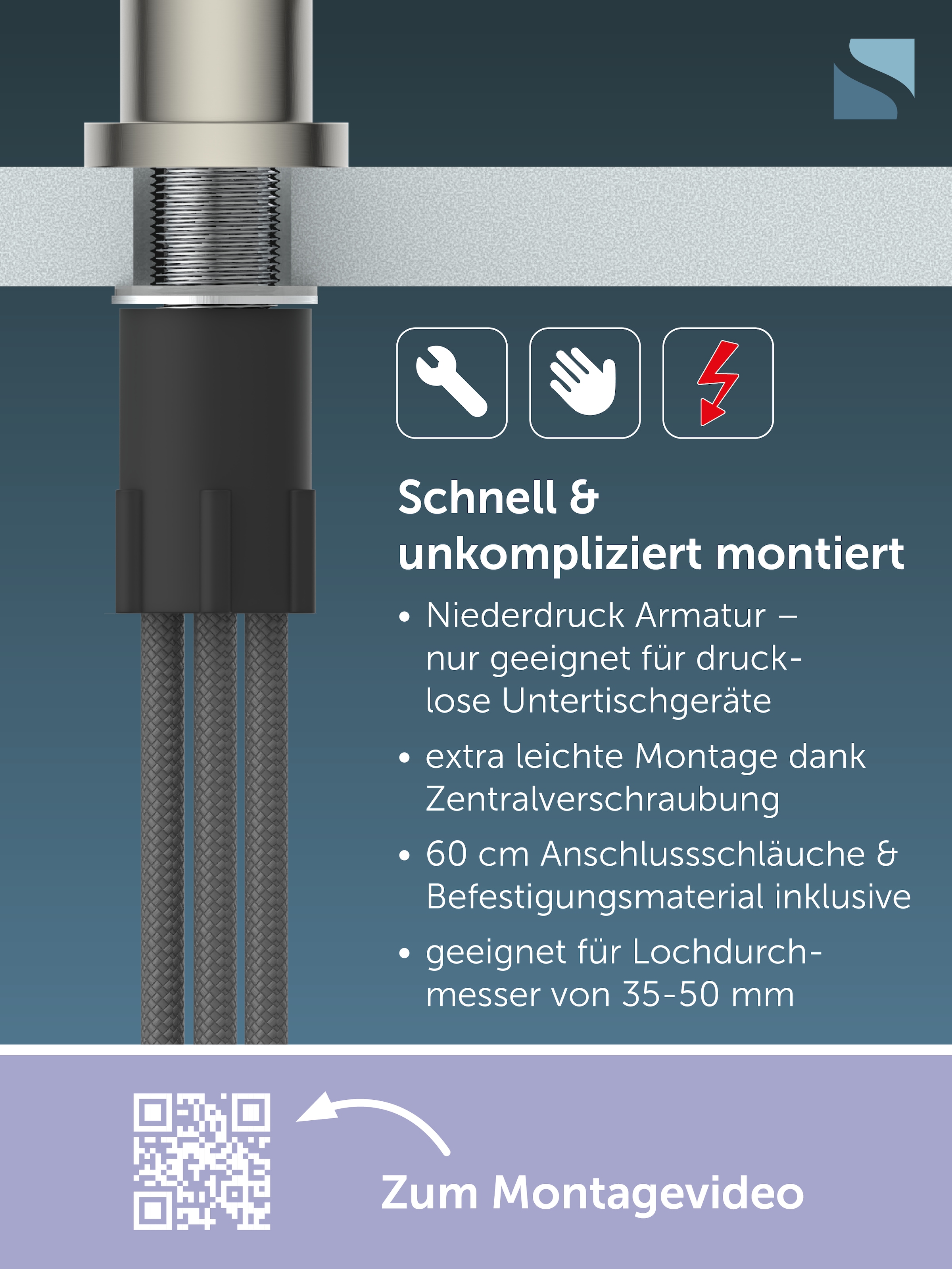 Schütte Robinet d'évier »Cornwall« robinetterie basse pression, anti-goutte, pivotant à 360°, mousseur de marque