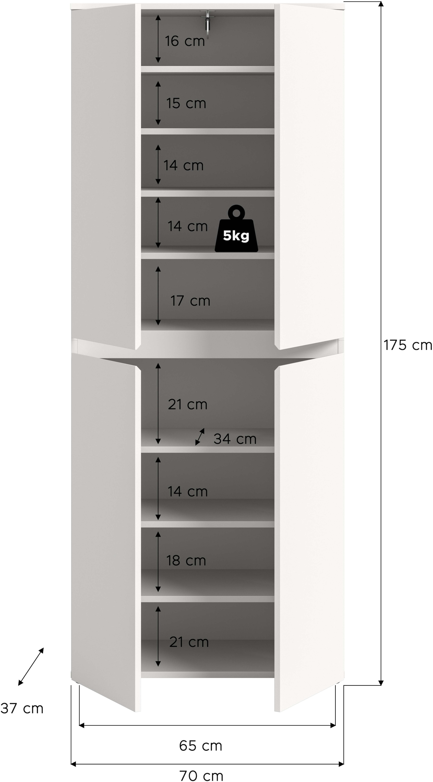 Home affaire Armoire multi-usages »CIPELA, 70x175 cm, viel Stauraum, variable Einlegeböden, Kleiderstange« in vielen verschiedenen Trendfarben verfügbar, 1 cuis tlg. Schuhschrank, Kleiderschrank, Universalschrank, Aktenschrank, Schrank