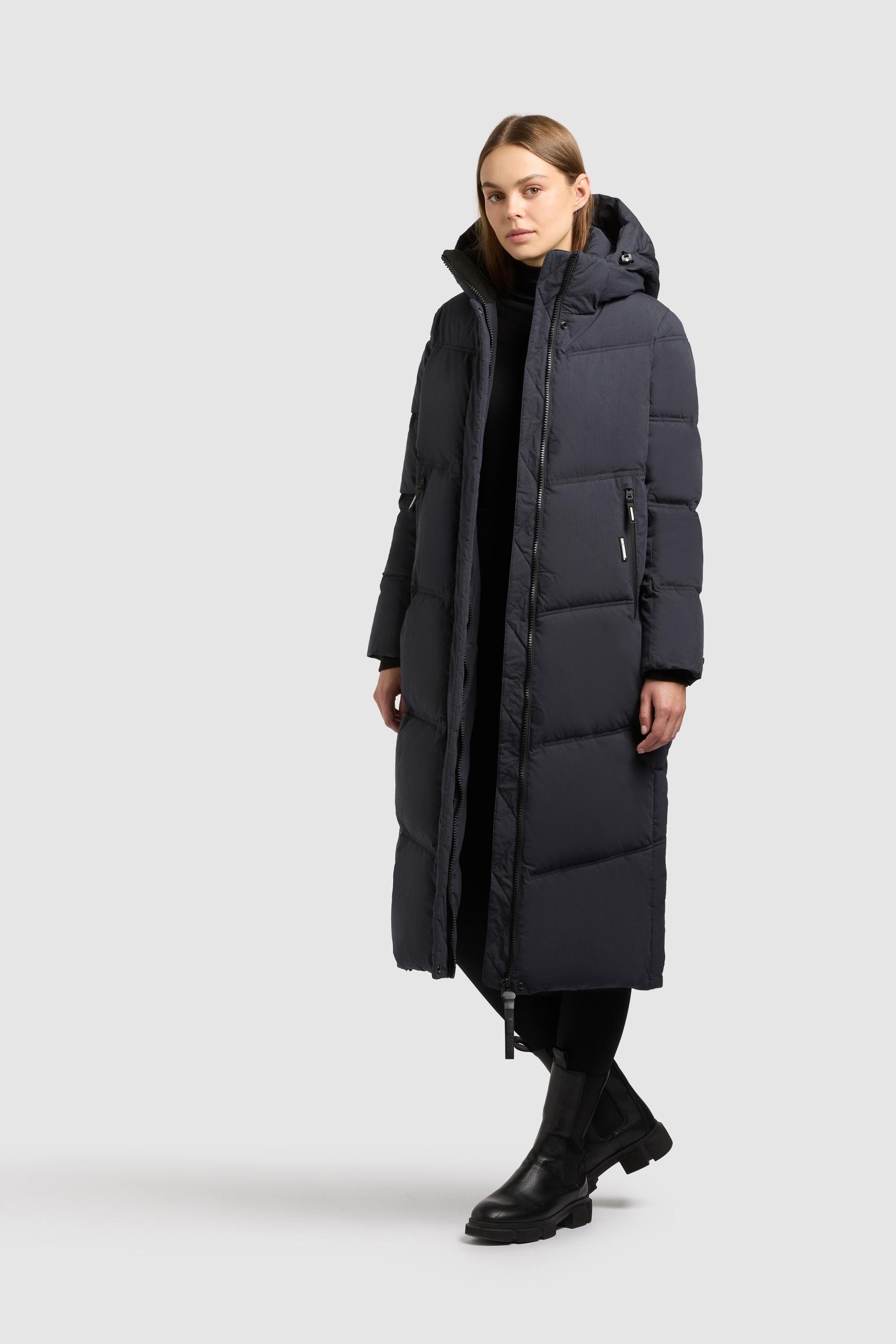 khujo Steppmantel »RITZ« praktische Seitenschlitze mit Reissverschluss, abnehmbare Kapuze