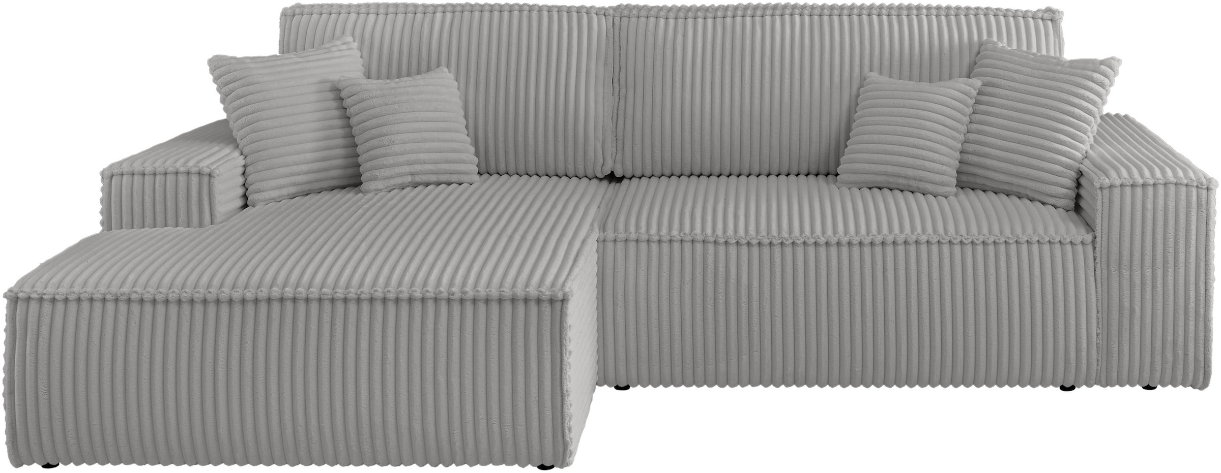 GOODproduct Ecksofa »FINNLEY, L-Form 257 cm, Schlafsofa« mit Bettkasten, in Bouclé, Struktur fein und Mega Cord