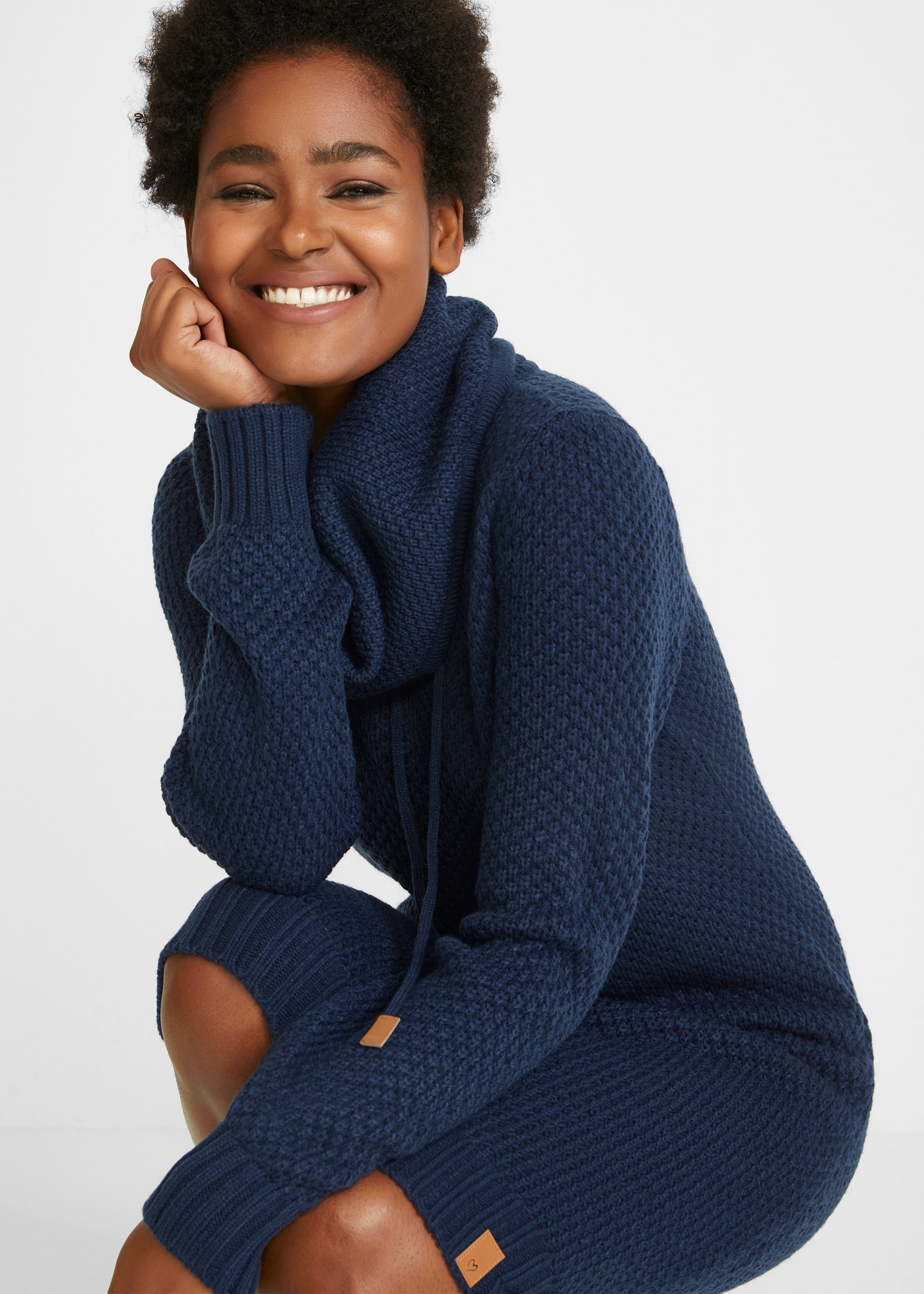 bonprix Robe en tricot »Strickkleid mit Schalkragen« für vielseitige Anlässe, aus Polyacryl, schmale Passform