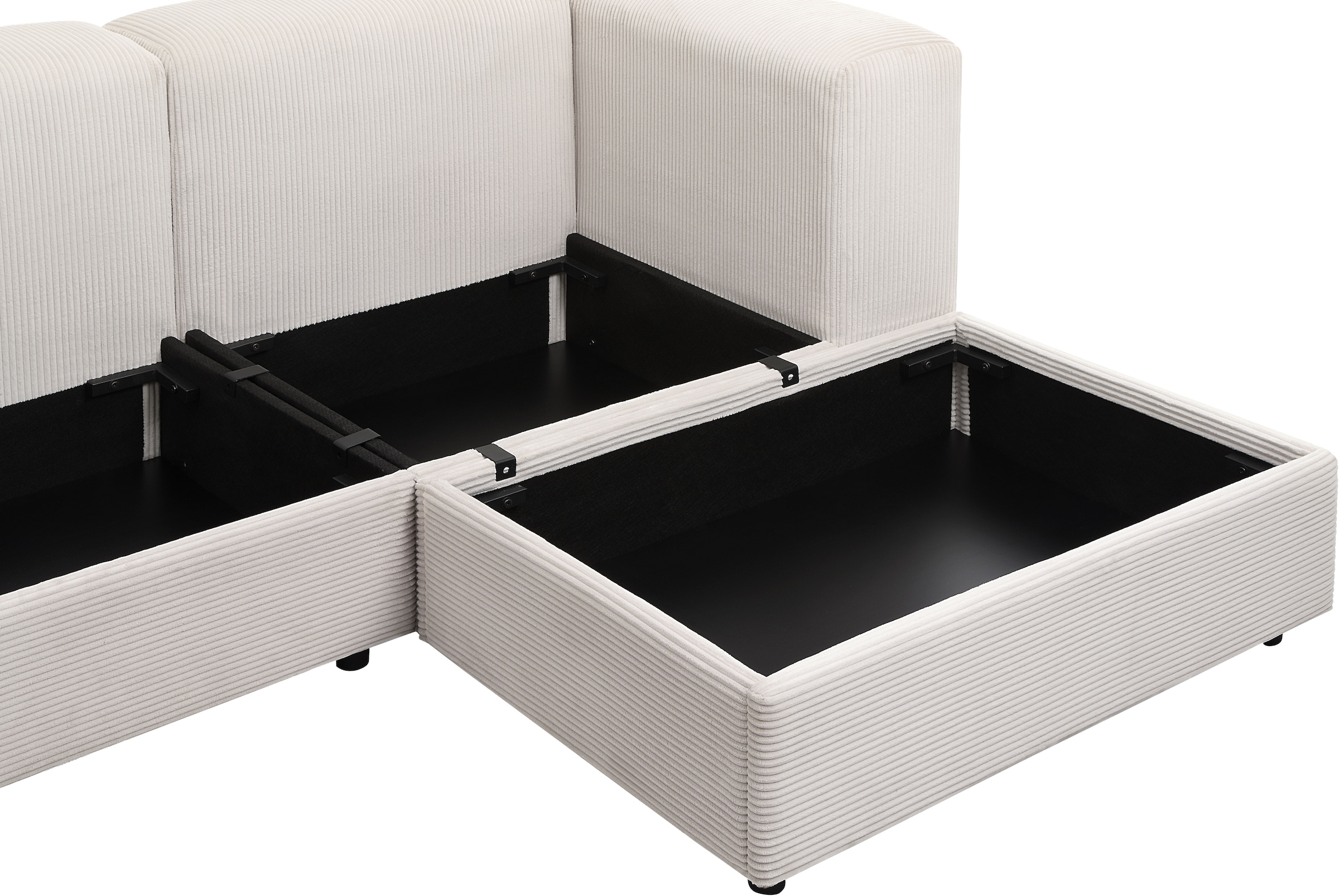 ATLANTIC home collection Ecksofa »Uno, L-Form, Breite: 307cm« beidseitig montierbarem Longchair,mit Taschenfederkern, in Cord