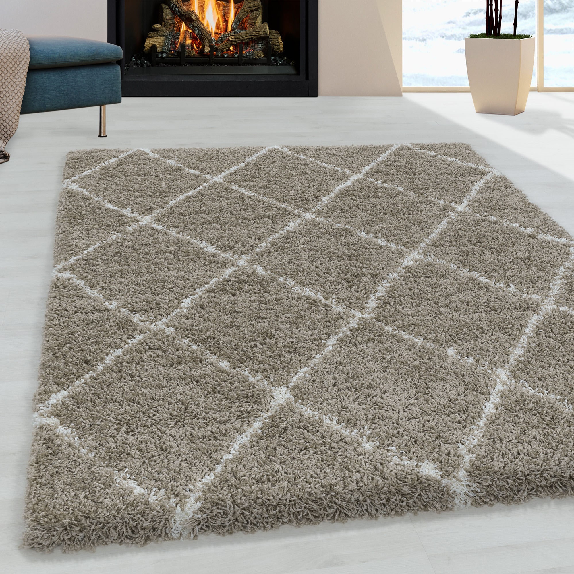 Ayyildiz Teppiche Hochflor-Teppich »ALVOR 3401« rechteckig 50 mm Höhe Shaggy, Langflor, Läufer, pflegeleicht, Wohnzimmer