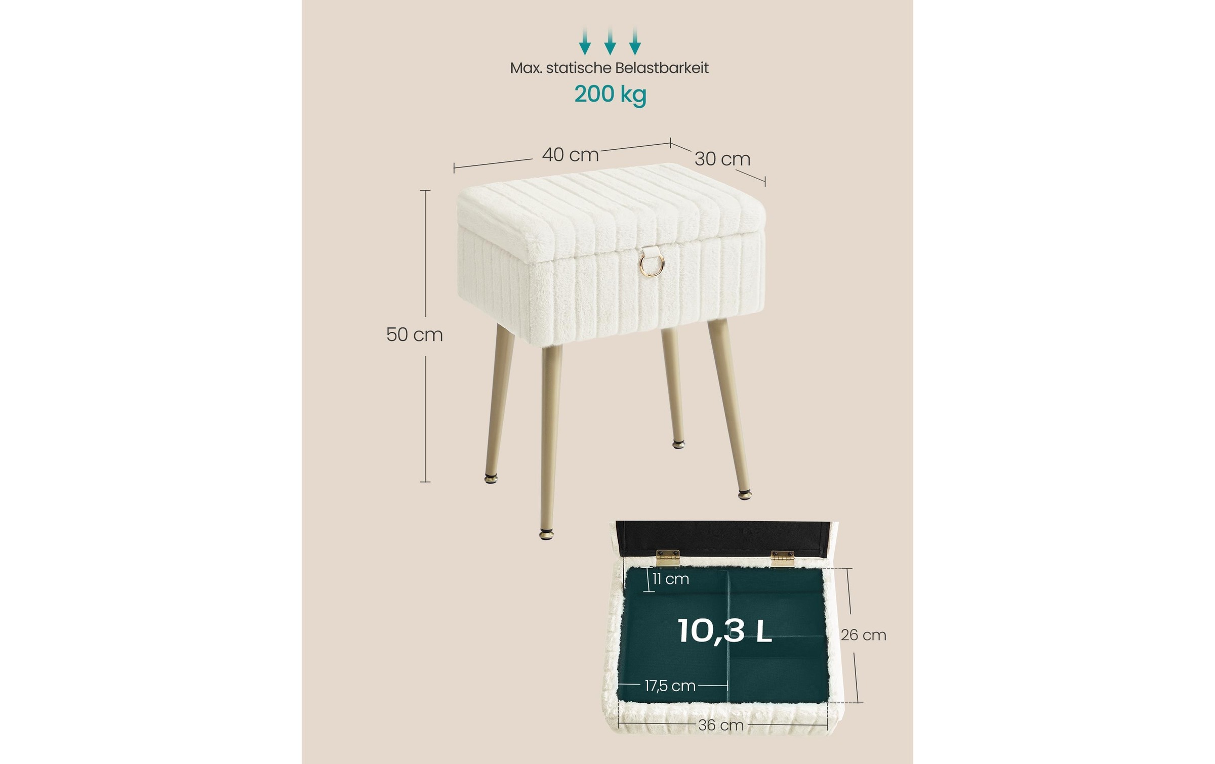 SONGMICS Hocker »Dressing Table Chair Stool with«