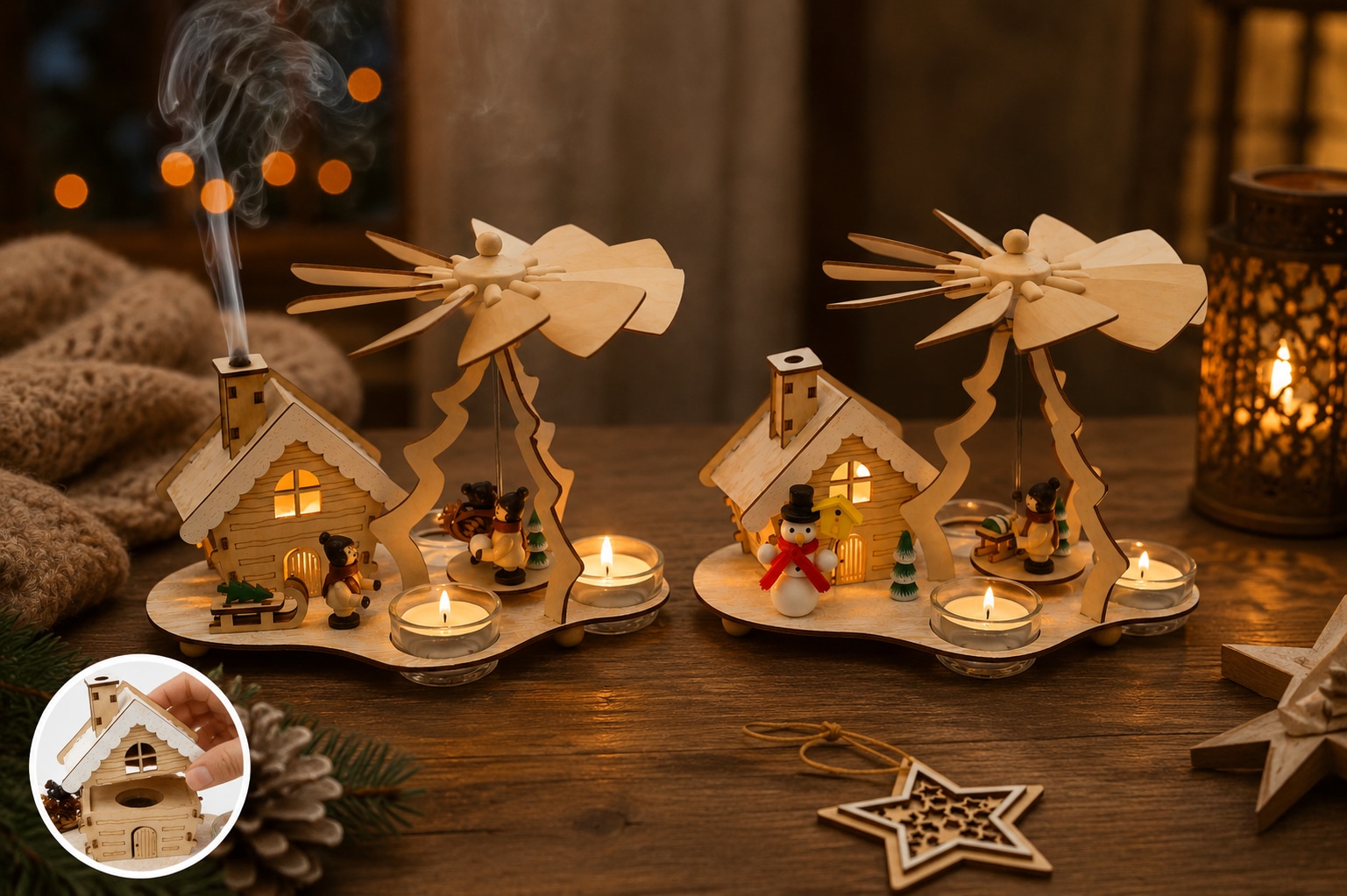 GOODproduct Weihnachtsszene »Pyramide und Räucherhaus«