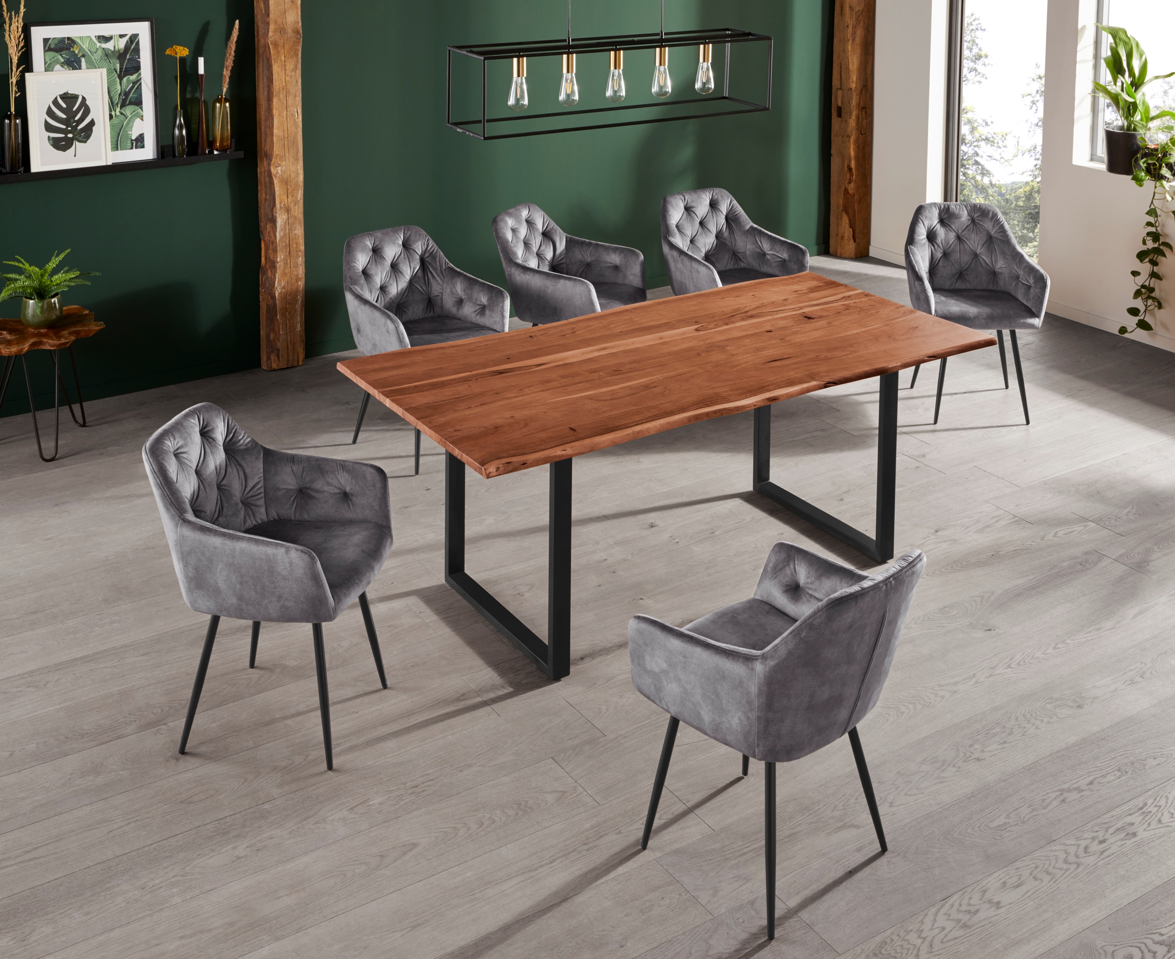 HELA Chaise de salle à manger »Kira Schalenstuhl Boho, Bestseller« (Set) 2 cuisArmlehnstuhl Samt oder Microfaser Bezug