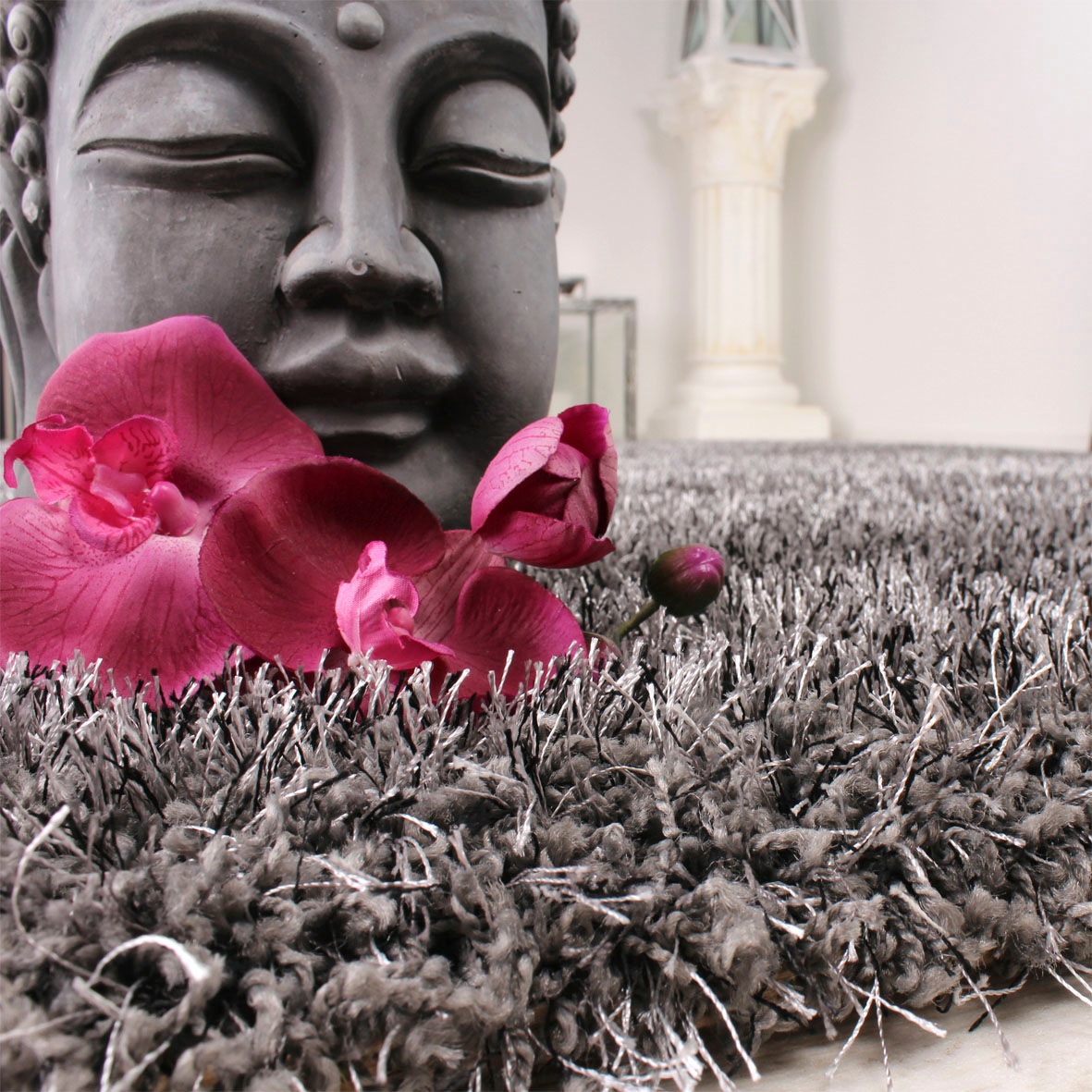 Paco Home Tapis à poils longs »Maya 400« Rectangulaire 49 mm Höhe Uni-Farben, mit Effektgarn, weich & kuschelig