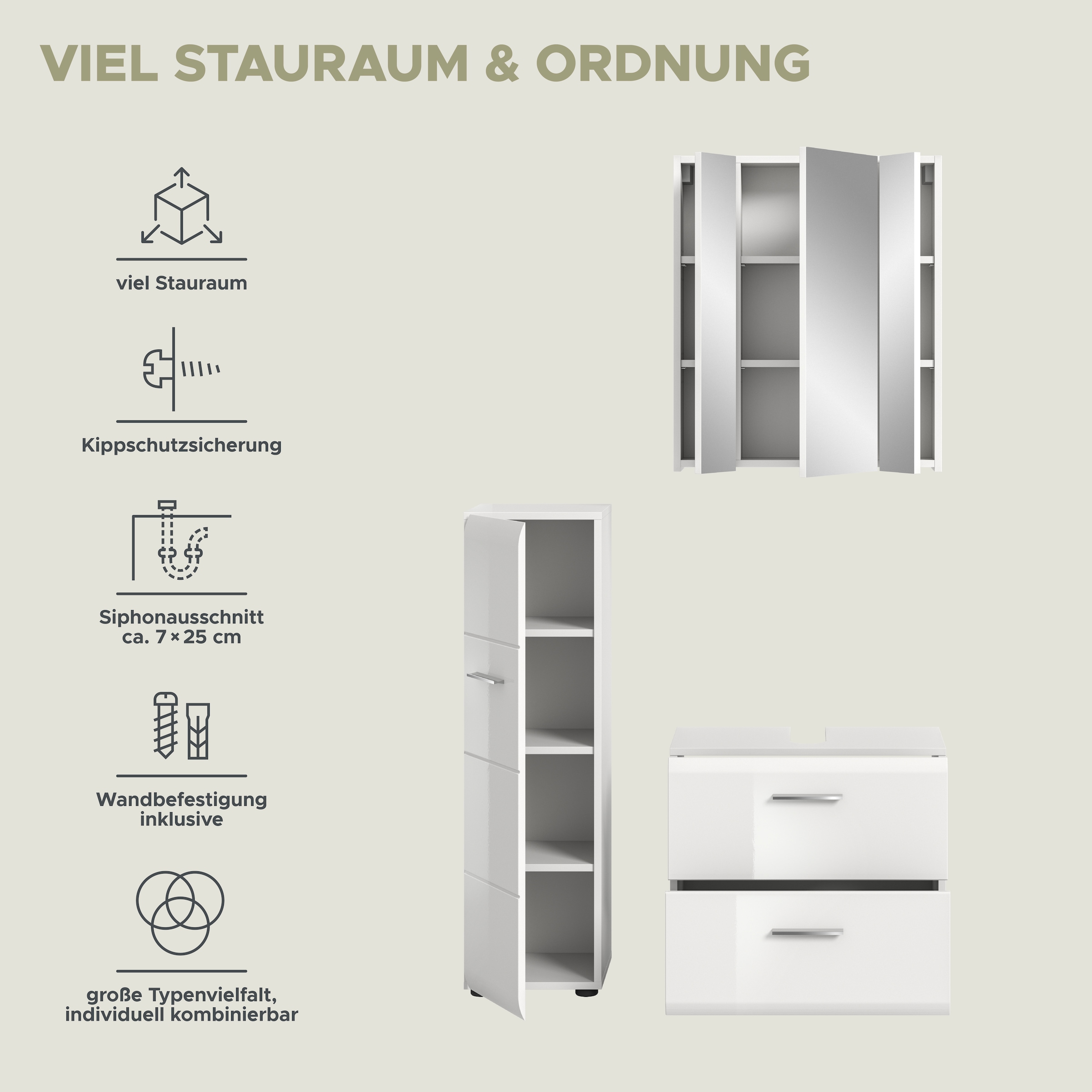 INOSIGN Badezimmer-Set Set, 3 Stk. tlg.