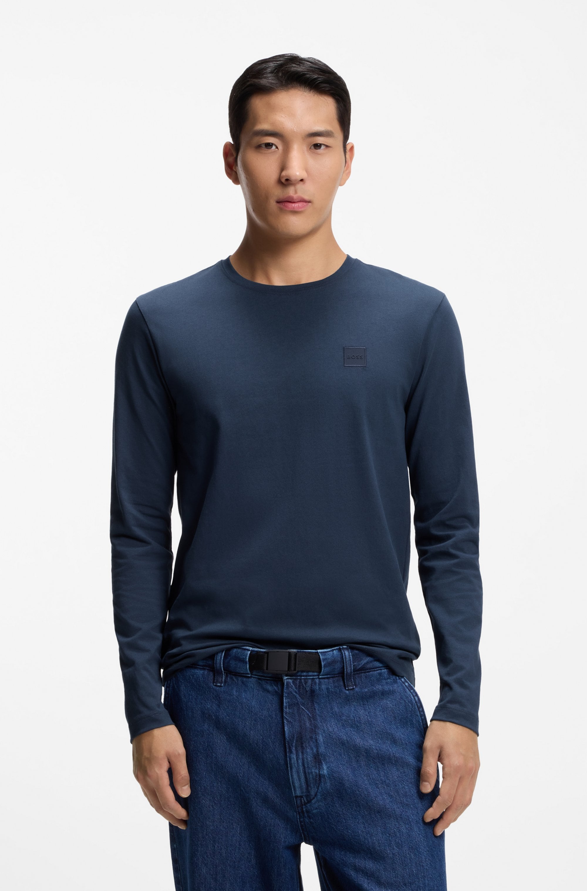 BOSS ORANGE T-shirt à manches longues »Tacks« mit Markenlogo auf der Brust