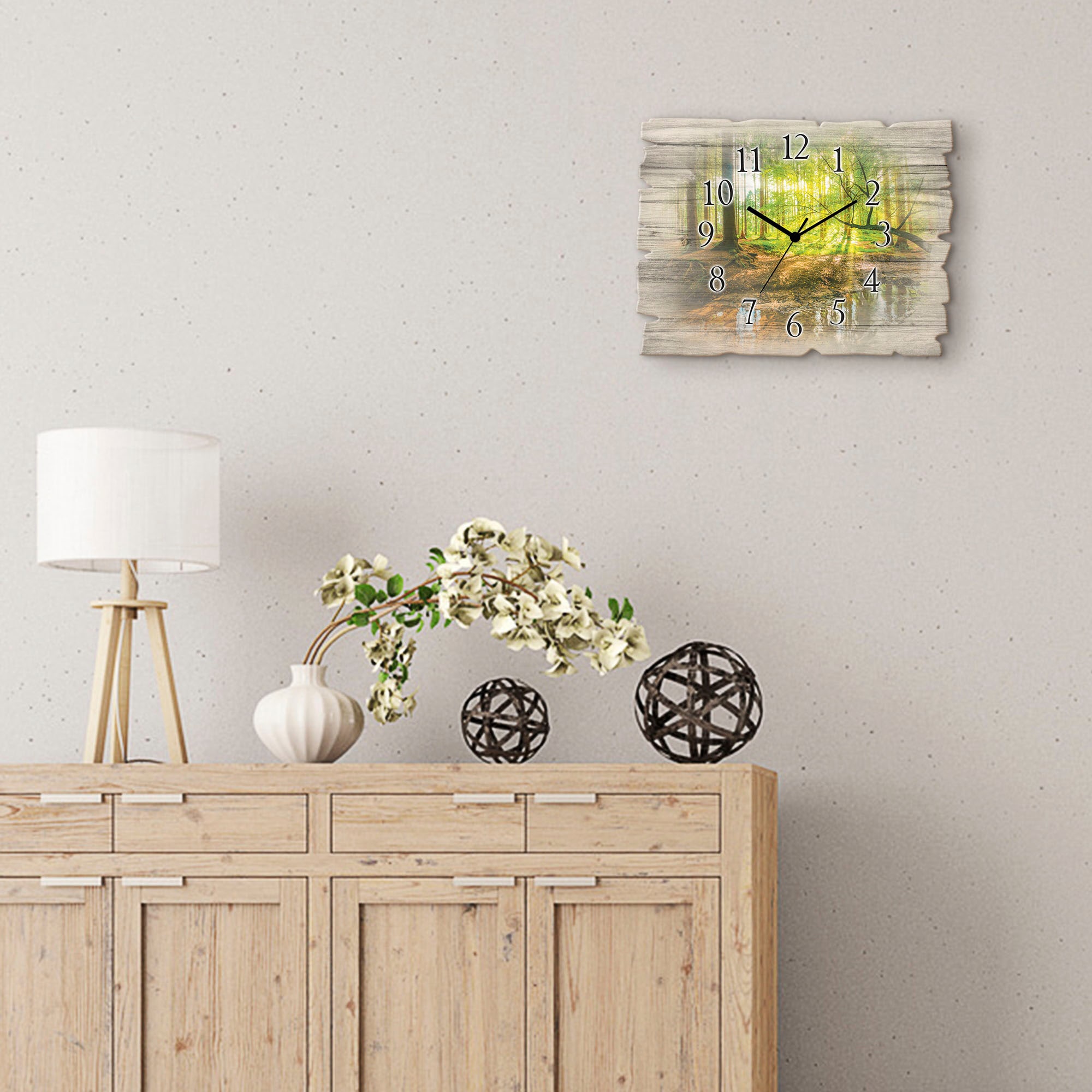 Artland Wanduhr »Wald mit Bach« wahlweise mit Quarz- oder Funkuhrwerk, lautlos ohne Tickgeräusche