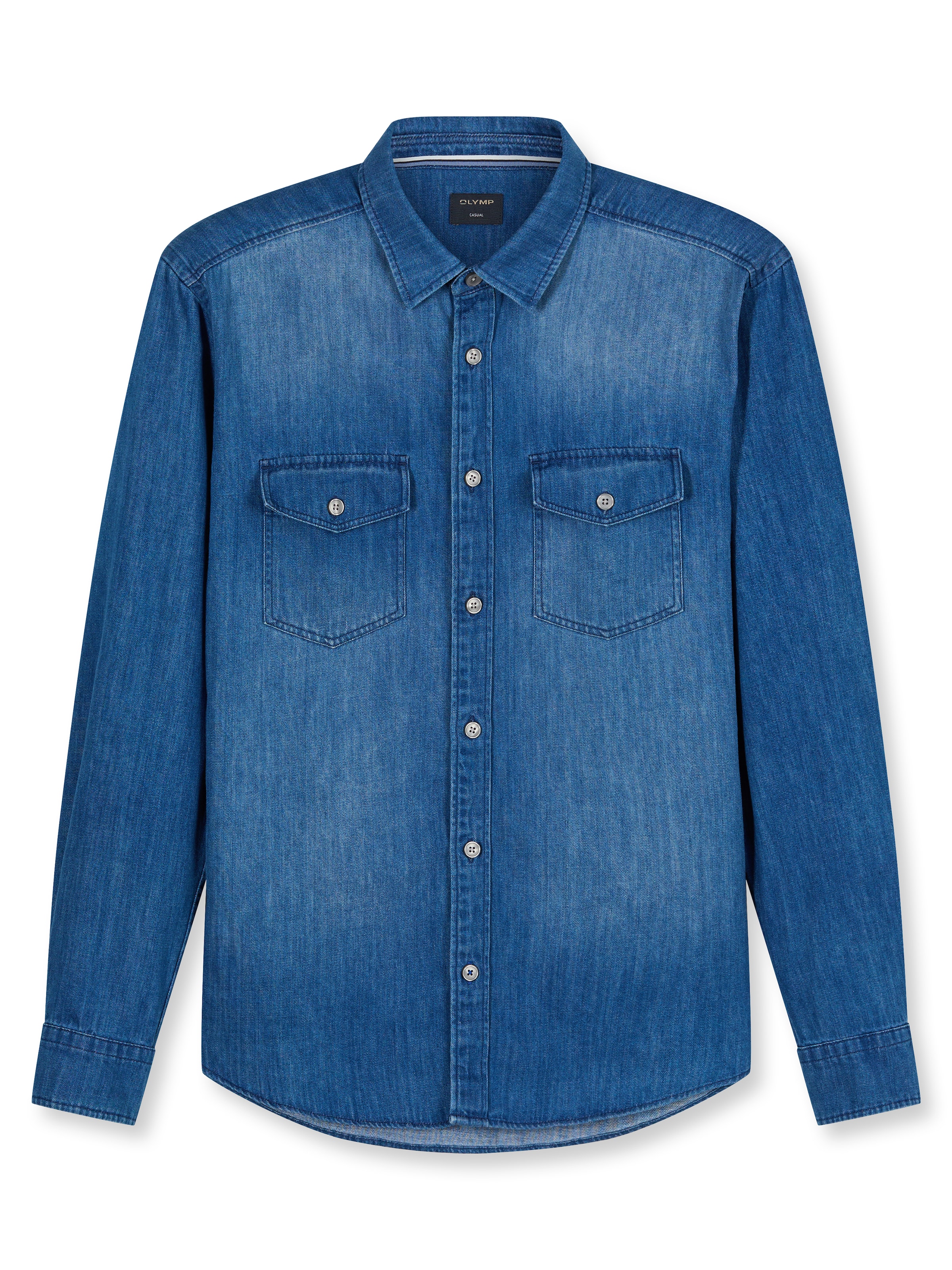 OLYMP Chemise en jean »Casual« im Denim-Look, Kentkragen