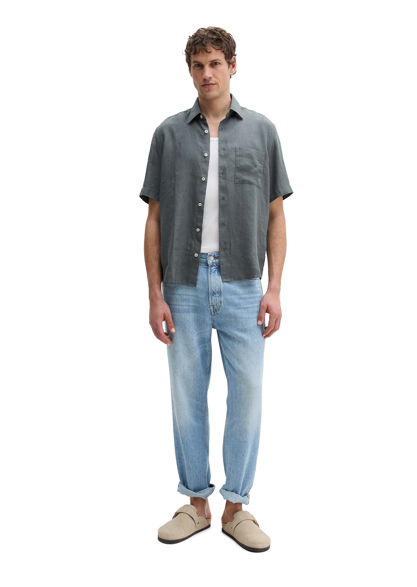 Marc O'Polo Chemise en lin mit aufgesetzter Brusttasche
