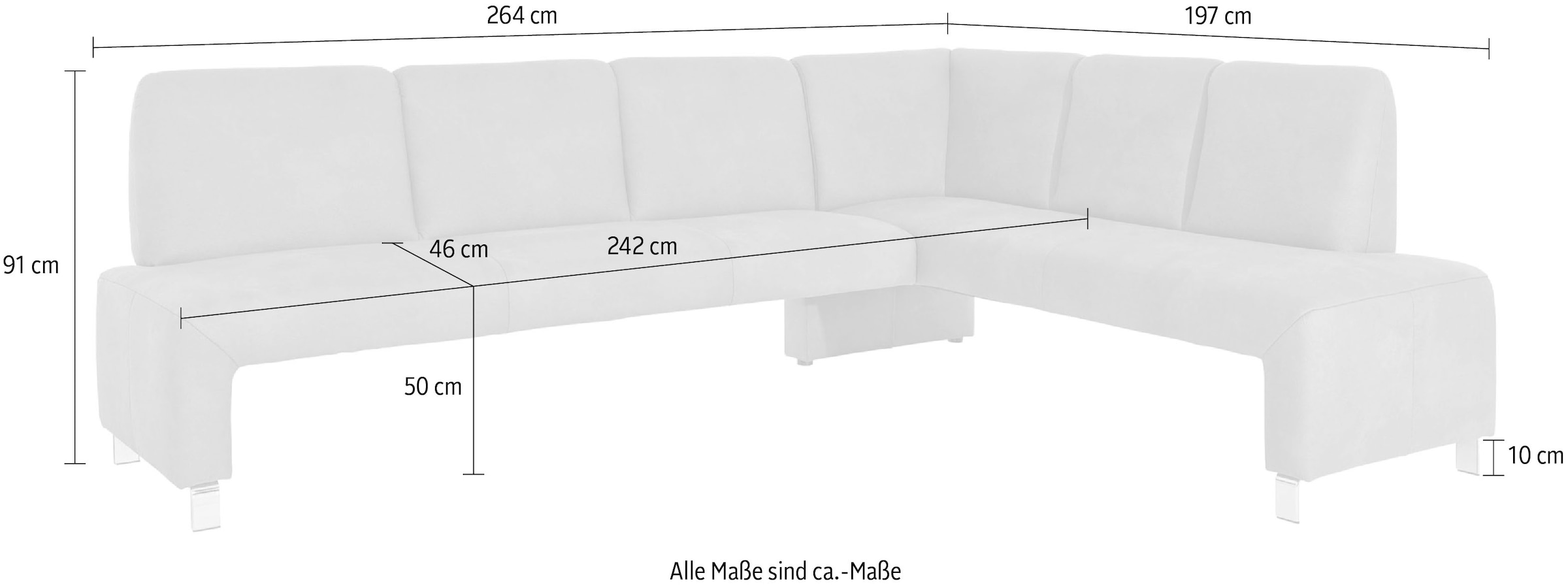 exxpo - sofa fashion Banc d'angle »Intenso, modern,  263/198 cm (B/T)« grande garde au sol, positionnable librement dans l'espace, grand confort d'assise