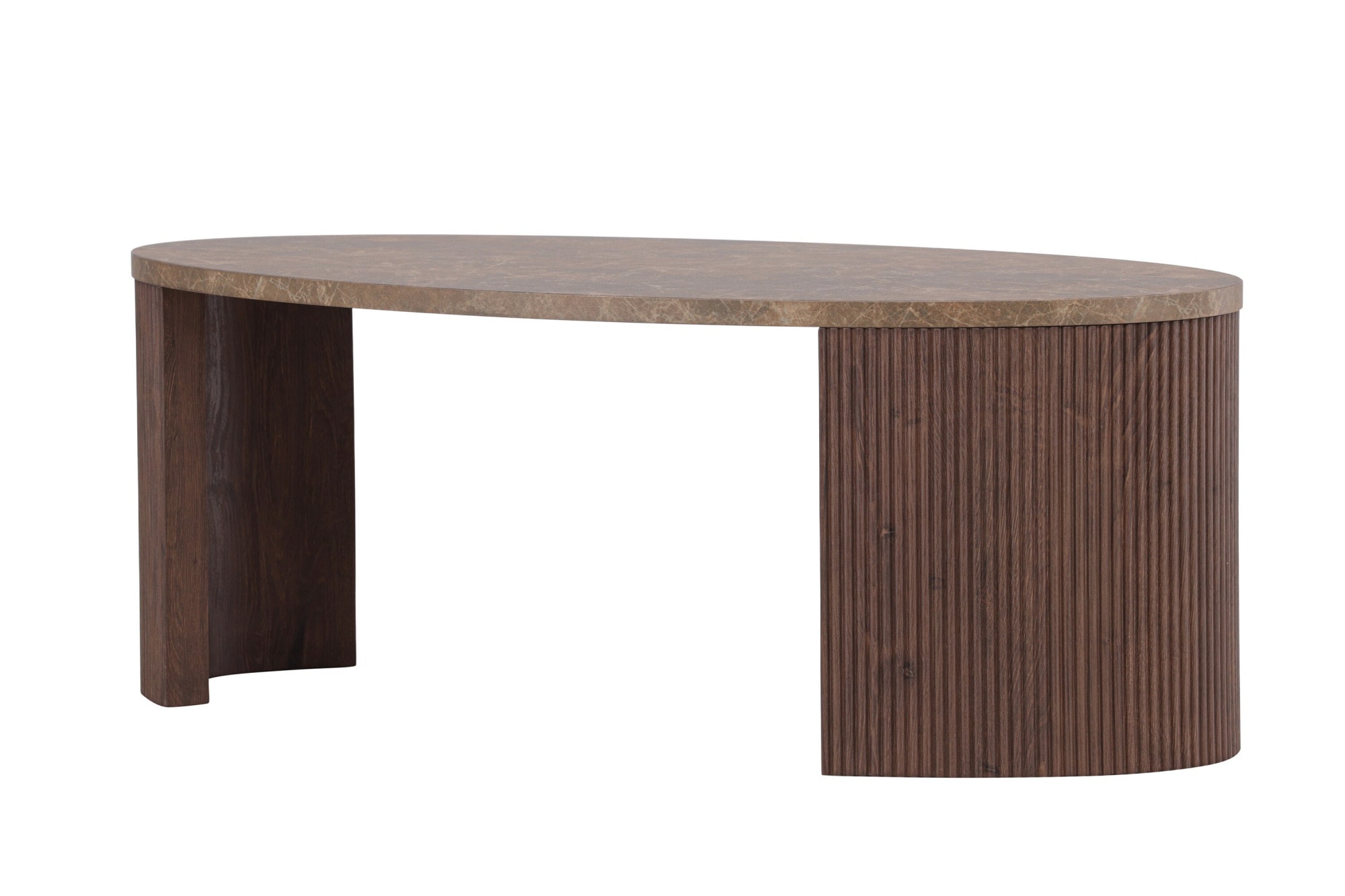 Venture Home Table basse »Bristol, ovaler Couchtisch 120 × 60 cm in Mocca mit grauer Steinoptik« Table basse, MDF, papier 3D, ovale, contrastée, raffinée