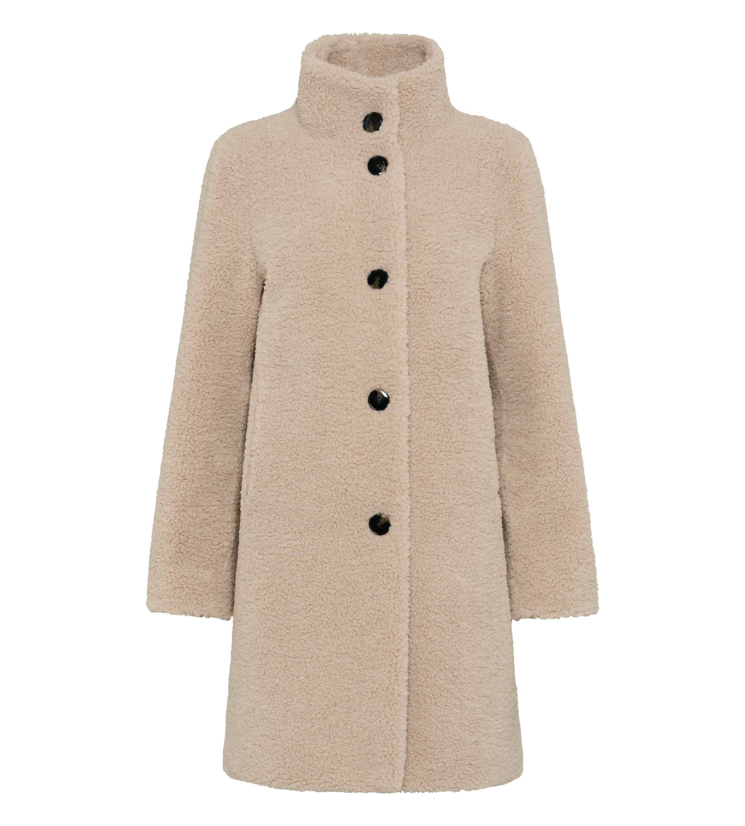 Fuchs Schmitt Manteau en imitation fourrure col montant, coupe régulière