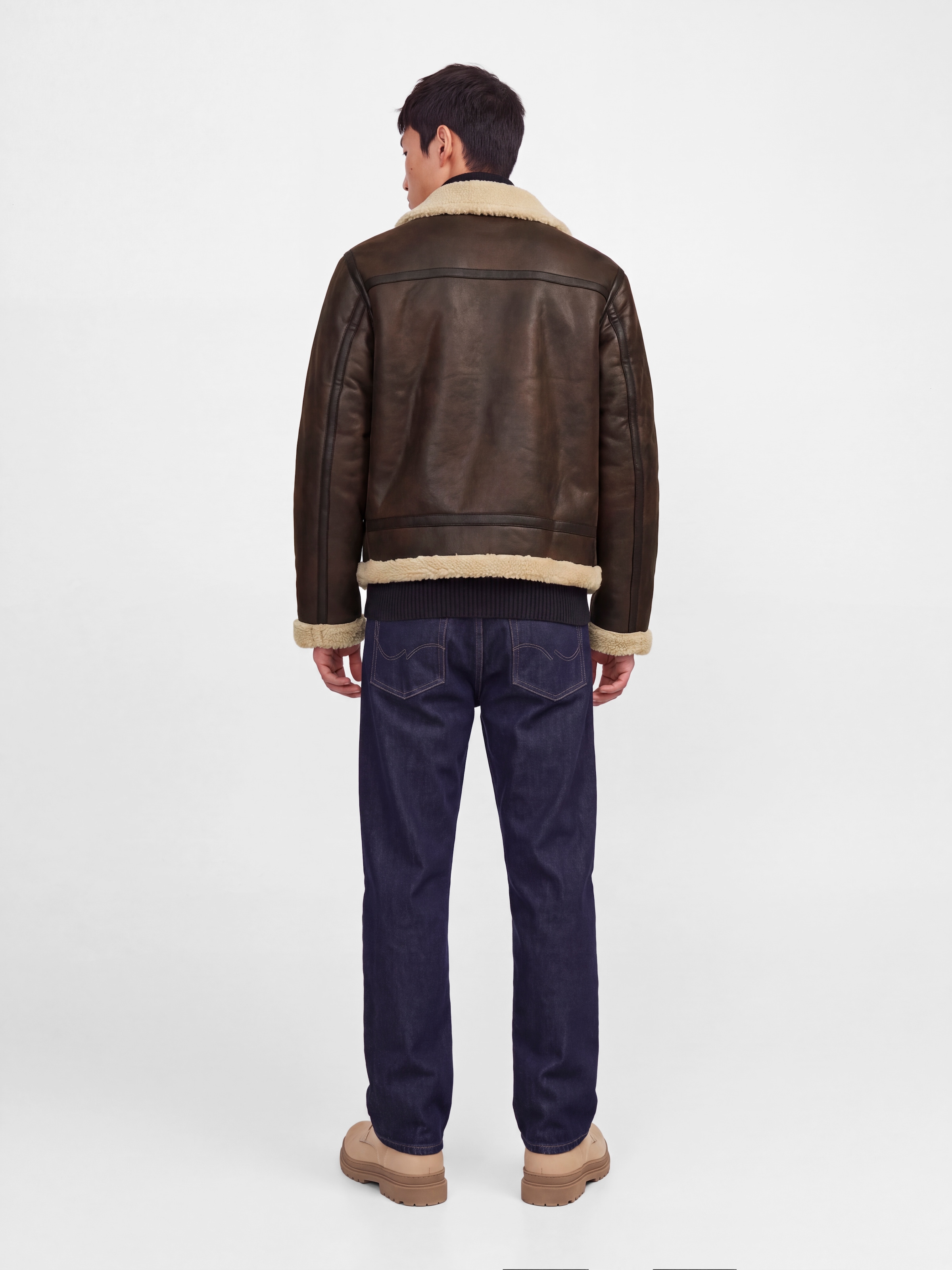 Jack & Jones Outdoorjacke »JORNORREBRO AVIATOR JACKET SN« Lederimitat, mit Teddy Besatz, im Flieger Look