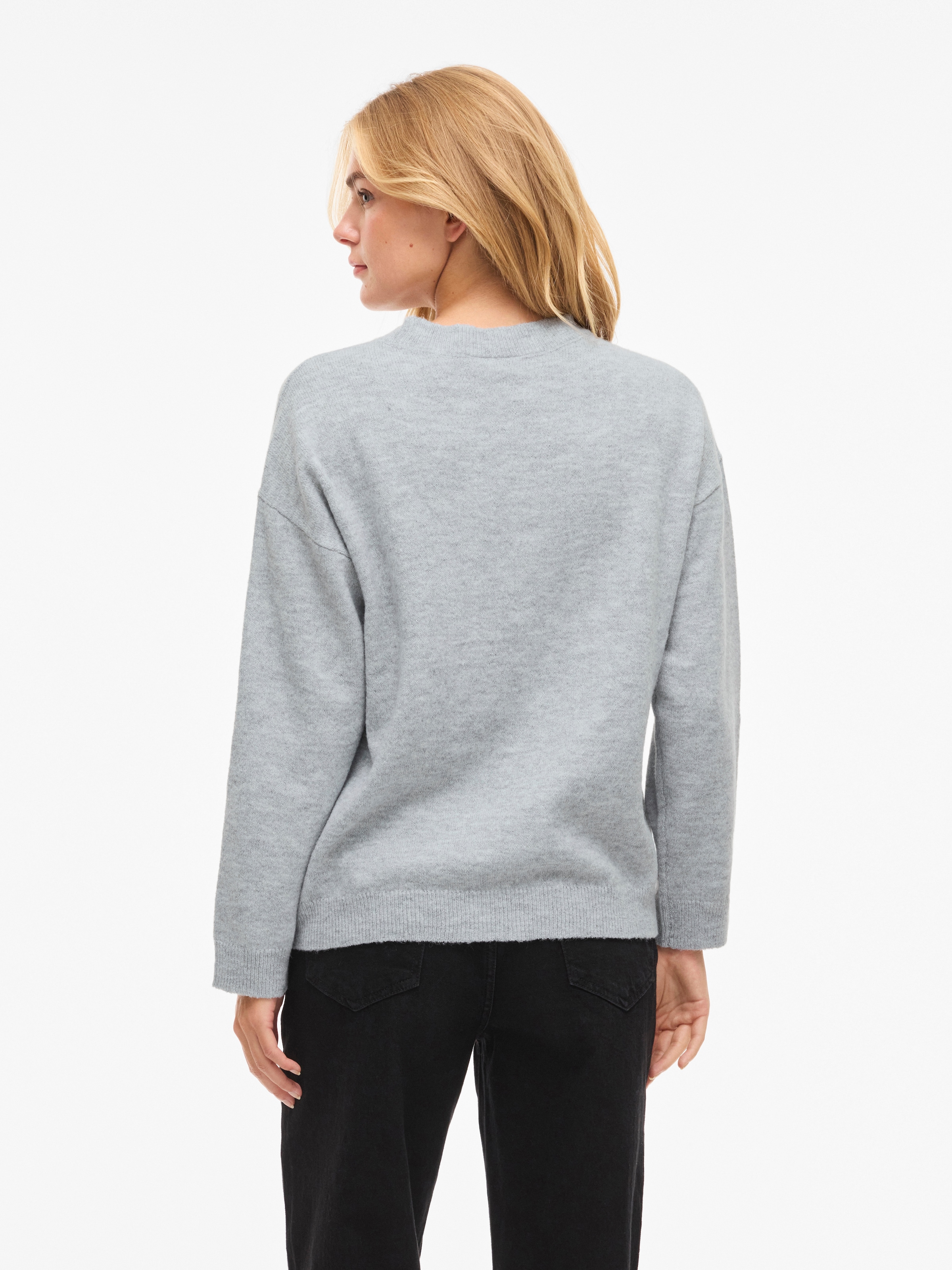 Vila Pull en tricot »VILIGA L/S O-NECK KNIT TOP - NOOS« Materialmix, relaxed fit