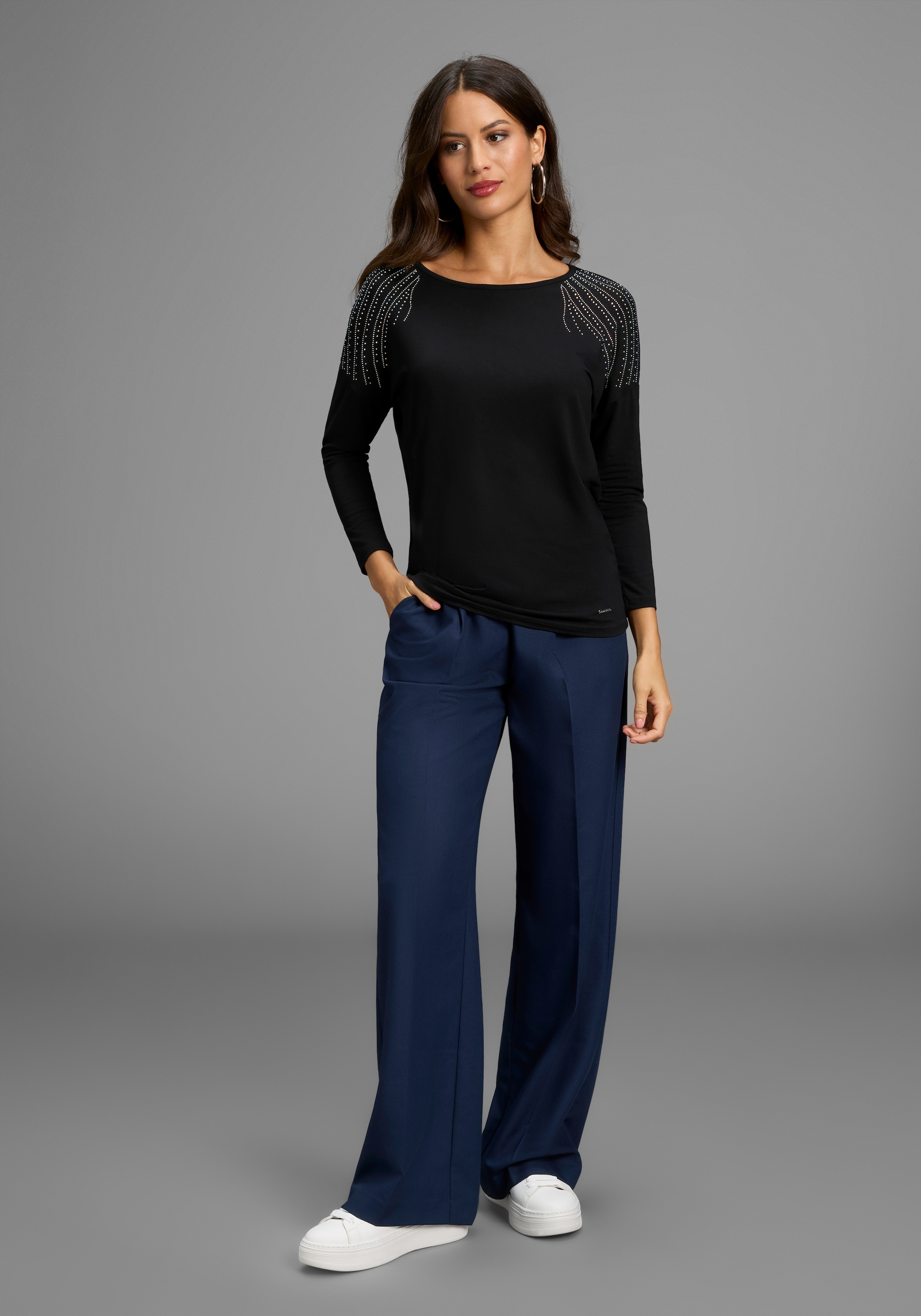 Laura Scott T-shirt à manches 3/4 mit Glitzersteinchen-Detail - NEUE KOLLEKTION