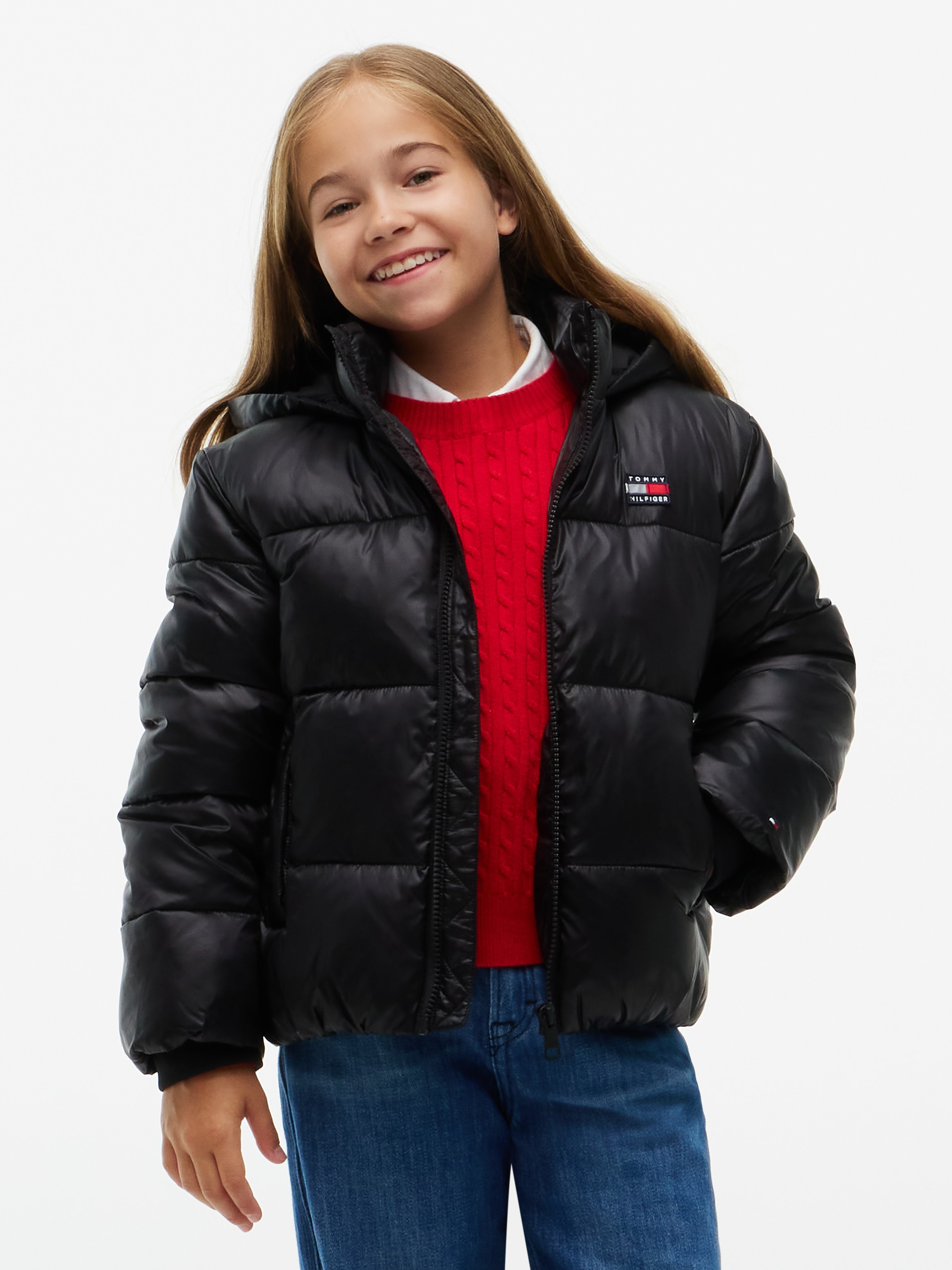 Tommy Hilfiger Veste matelassée avec capuche avec capuche, coupe régulière, matière légèrement brillante