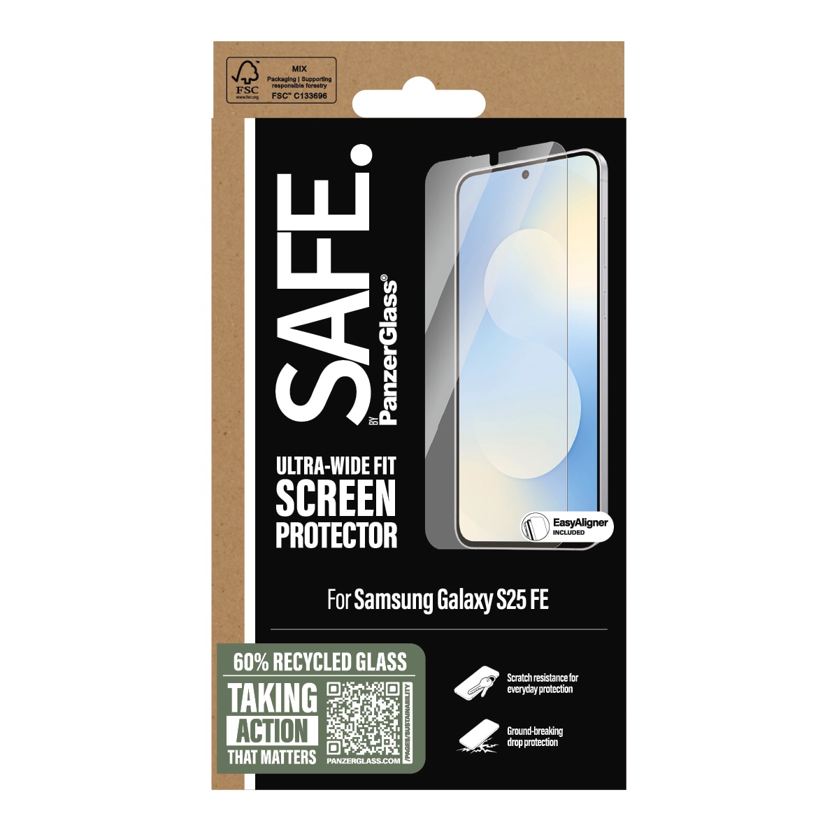 SAFE by PanzerGlass Verre de protection d'écran »Ultra-Wide Fit Screen Protector« für Samsung Galaxy S25 FE Displayschutzfolie, Schutzfolie, Bildschirmschutz, kratz- & stossfest