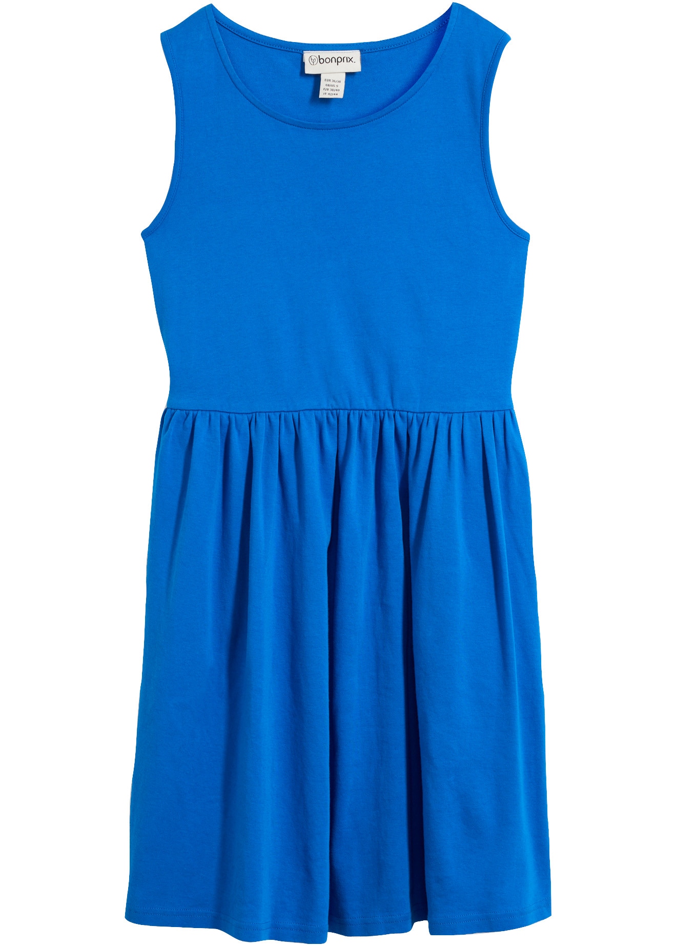 bonprix Robe t-shirt coupe confortable, sans manches, avec poches fendues, en coton