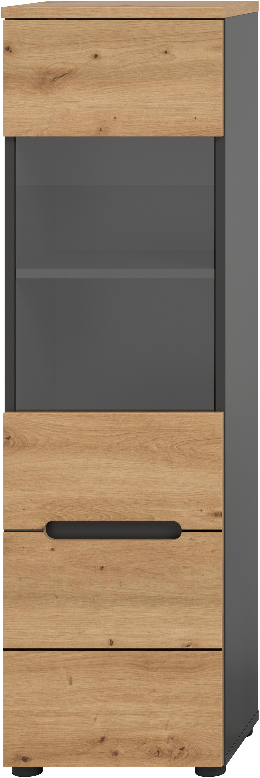 Home affaire Vitrine »REHAT, TOPSELLER!, Höhe 125 cm, 1 Glastür, 1 Böden, 3 Fächer« stehend und hängend montierbar, 1 Stk. tlg. Vitrinenschrank, Schrank, Glasvitrine, Wohnzimmervitrine