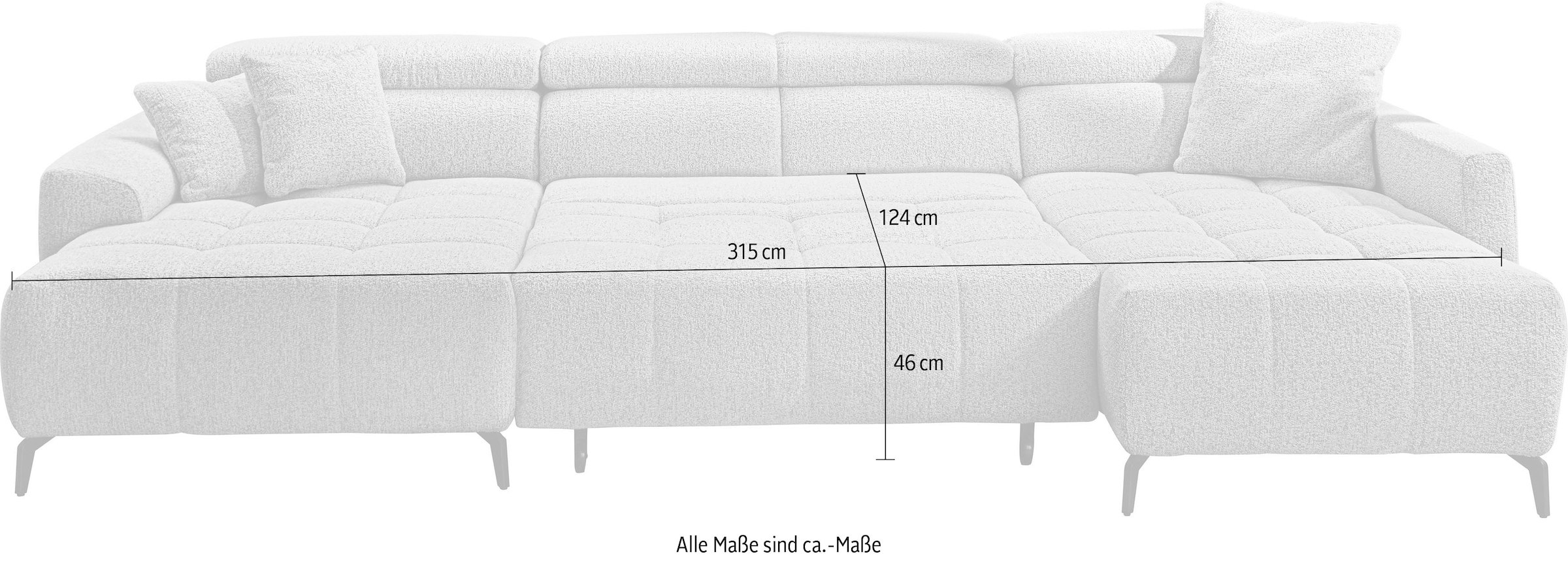 Jockenhöfer Gruppe Wohnlandschaft »Ultima U-Form, B: 363 cm, 60 cm elektrische Sitztiefenverstellung« USB-Ports, Kopfstützen verstellbar, Zierkissen, bis 140 kg/Sitz