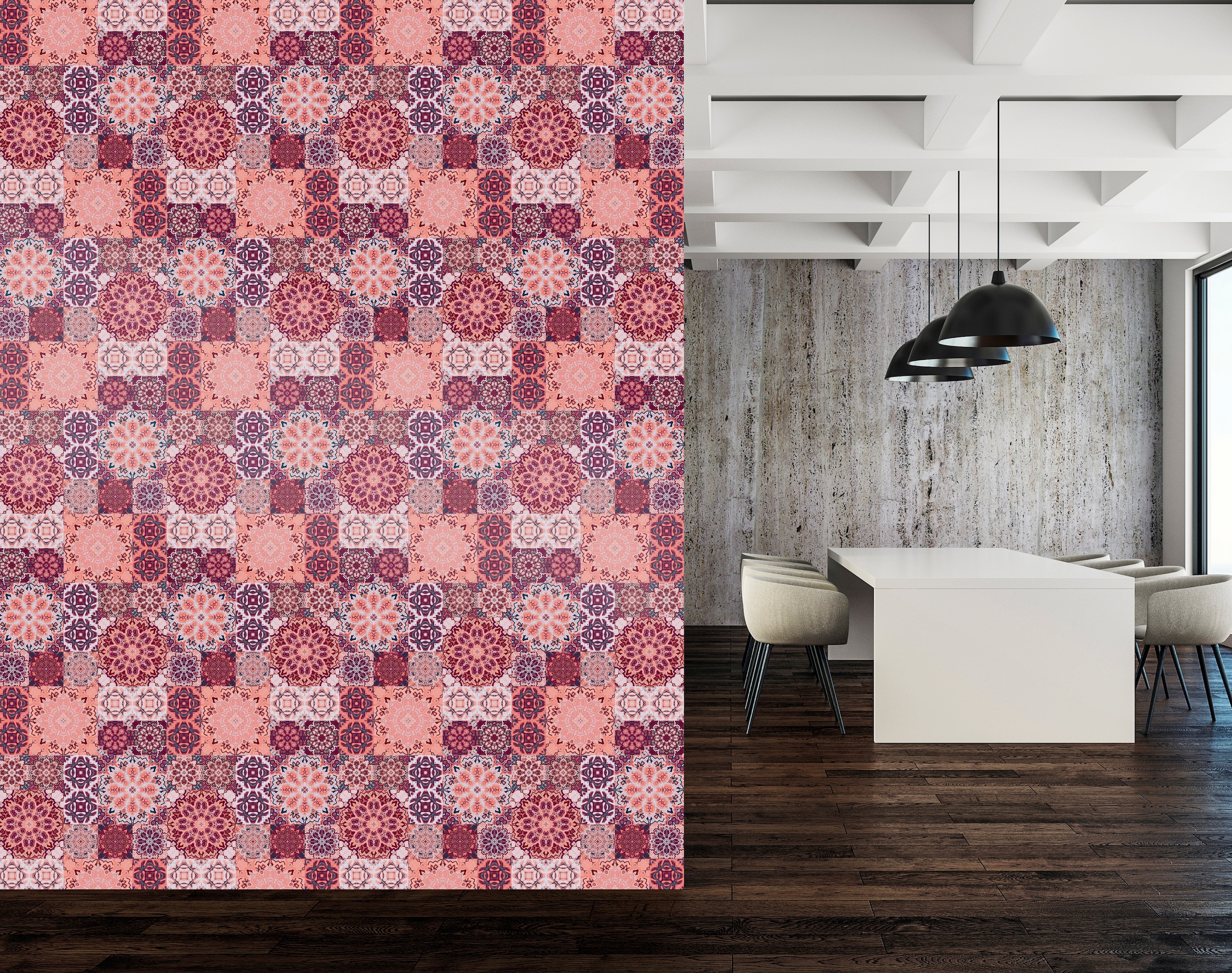 queence Vinyltapete »Mosaik Muster« Farbverlauf | abstrakt | bedruckt | gemustert glatt 90x250cm, selbstklebend, kinderleichte Anbringung, , Sticker