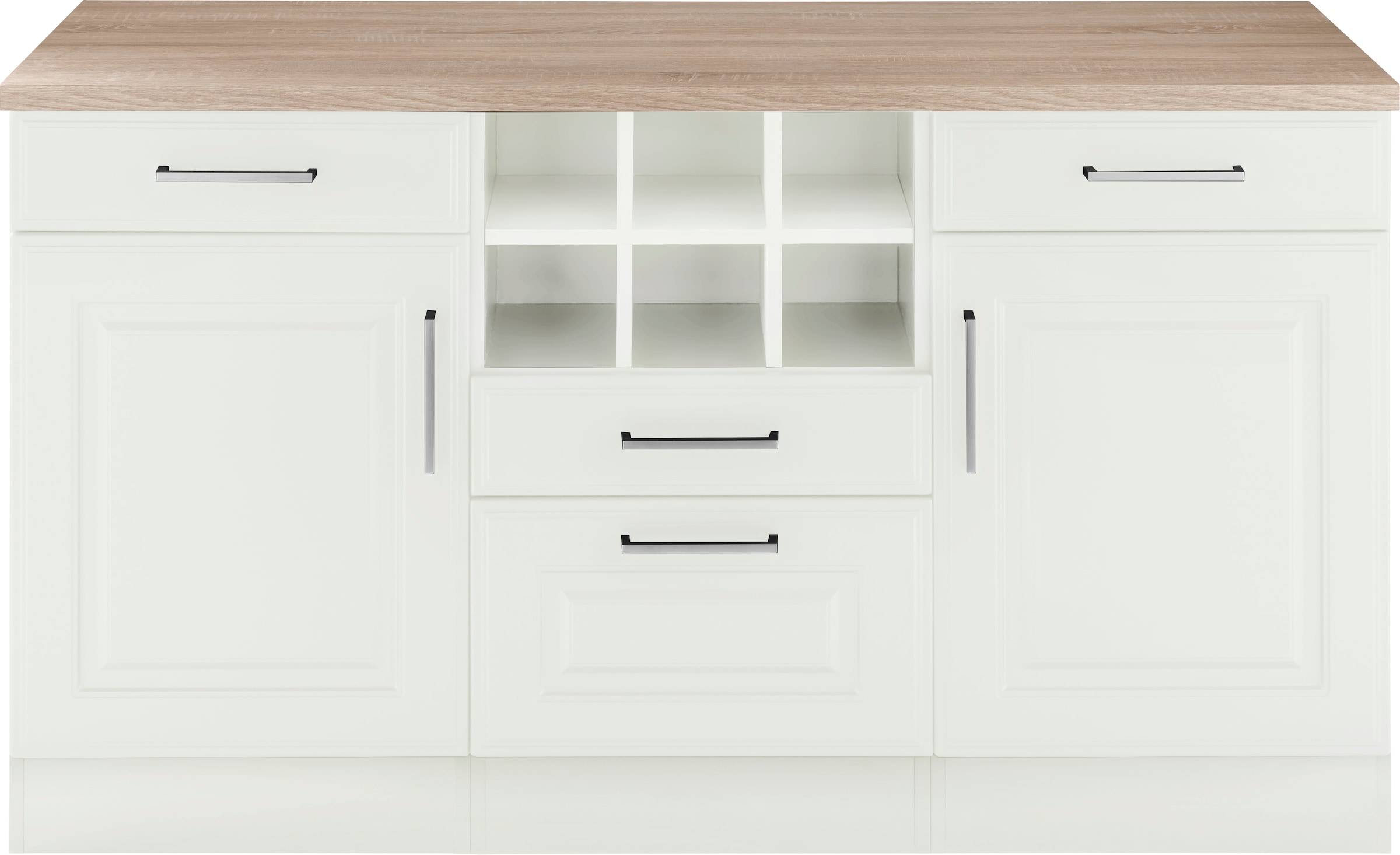 KOCHSTATION Armoire basse »KS-Stockholm« 150 cm de large, façades MDF de haute qualité avec rainure, beaucoup de rangement