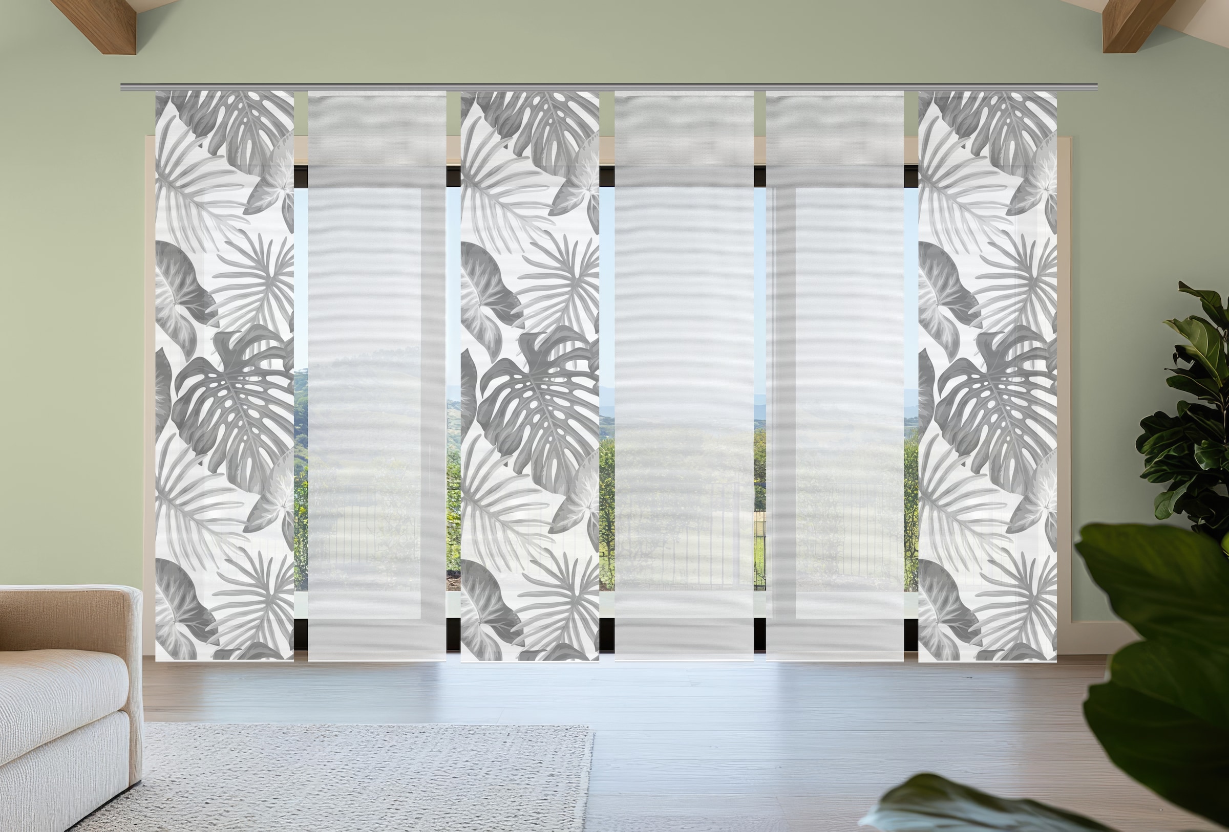 Vision S Rideau coulissant »SANJA« Support de panneau 6 cuis tlg. rideau coulissant, aspect bambou, impression numérique, SET