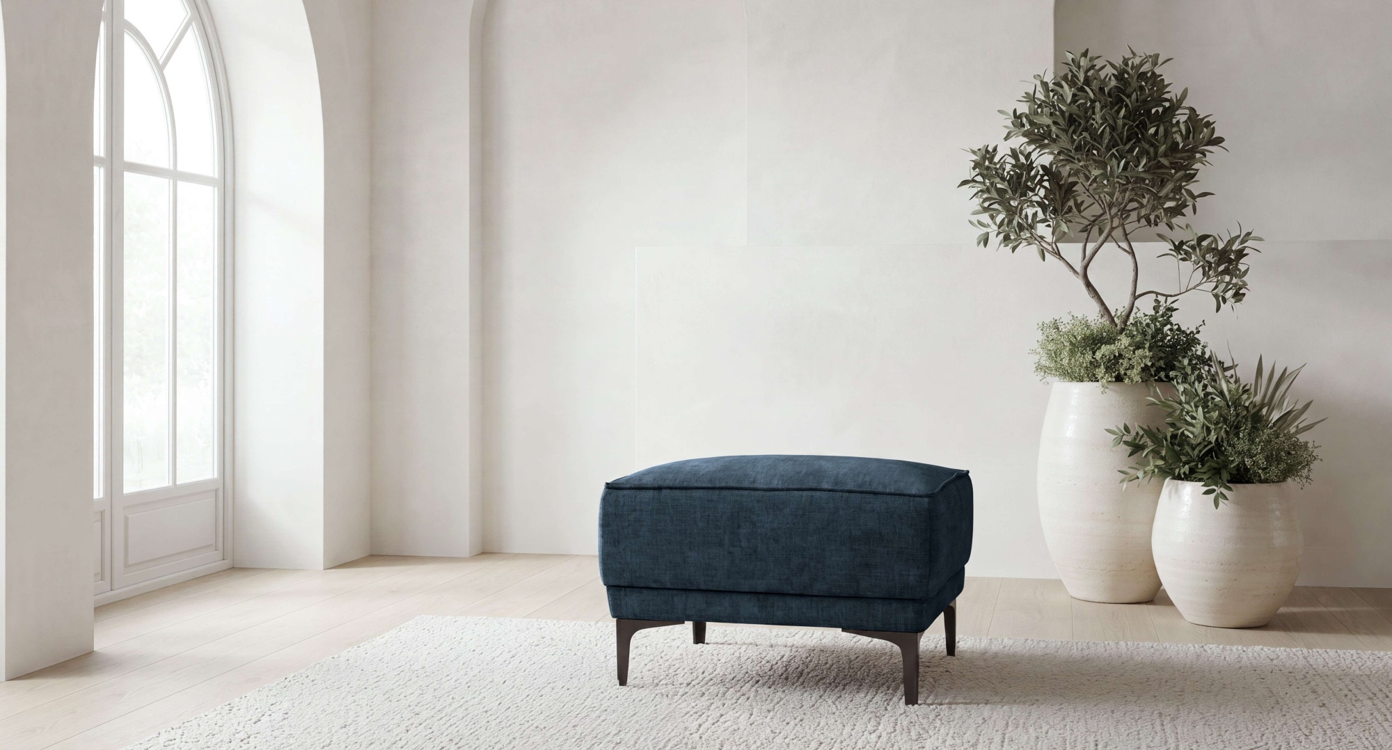 GOODproduct Tabouret rembourré »Oland, Pouf, passend zur Serie OLAND, Chenille-Bezug« compatible avec la série OLAND