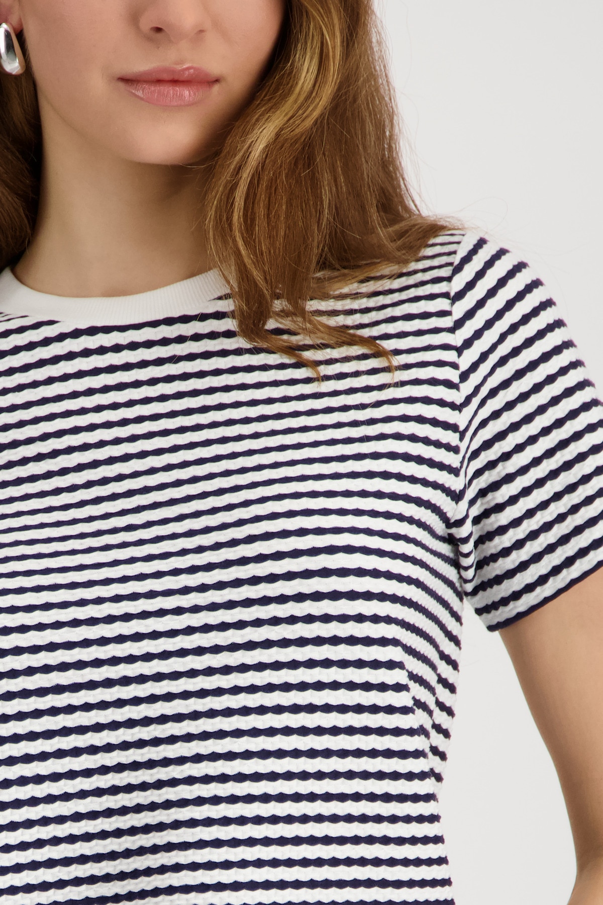 Monari Rundhalsshirt »Shirt Struktur« mit Streifen