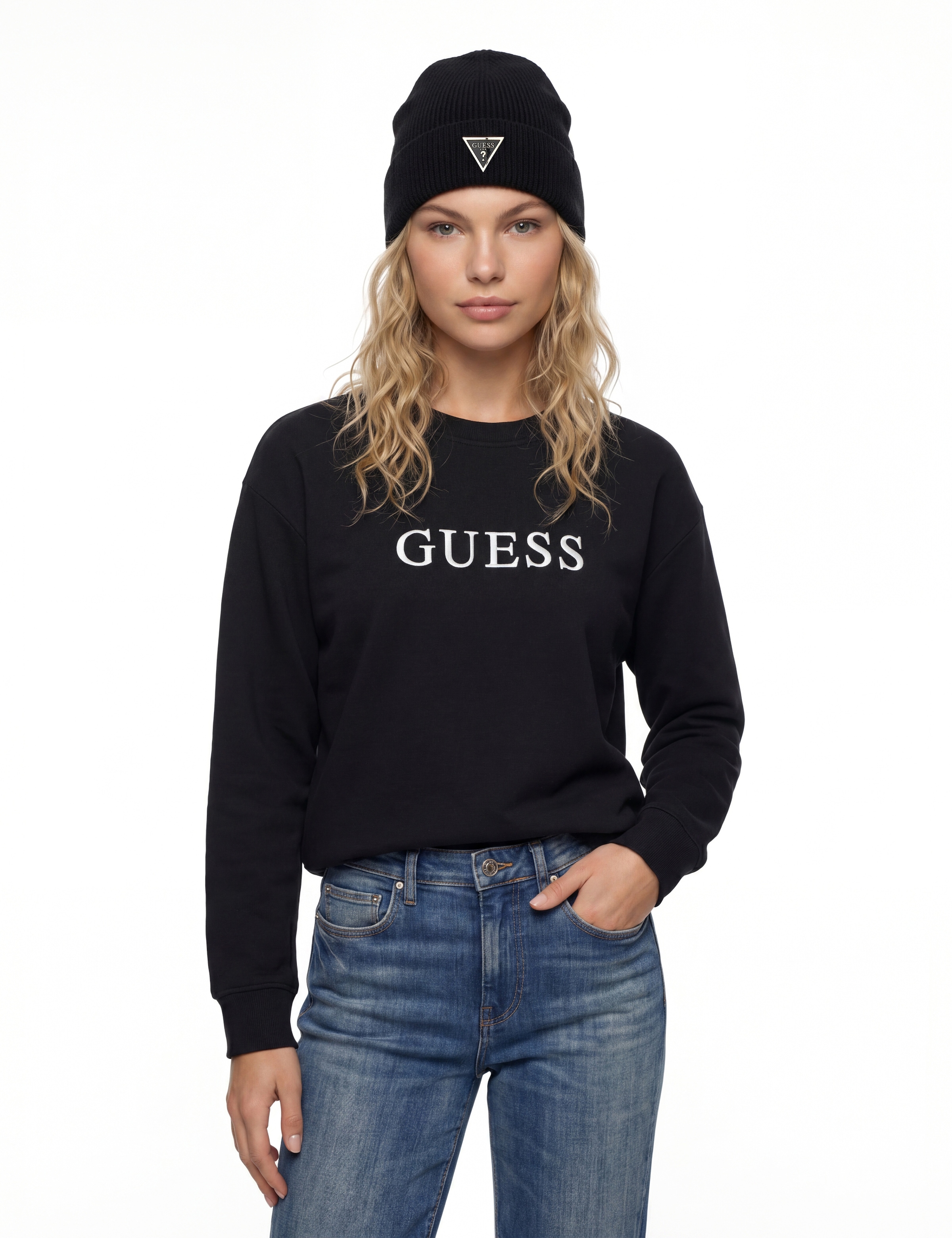 Guess Bonnet tricoté »BEANIE« mit Markenlabel