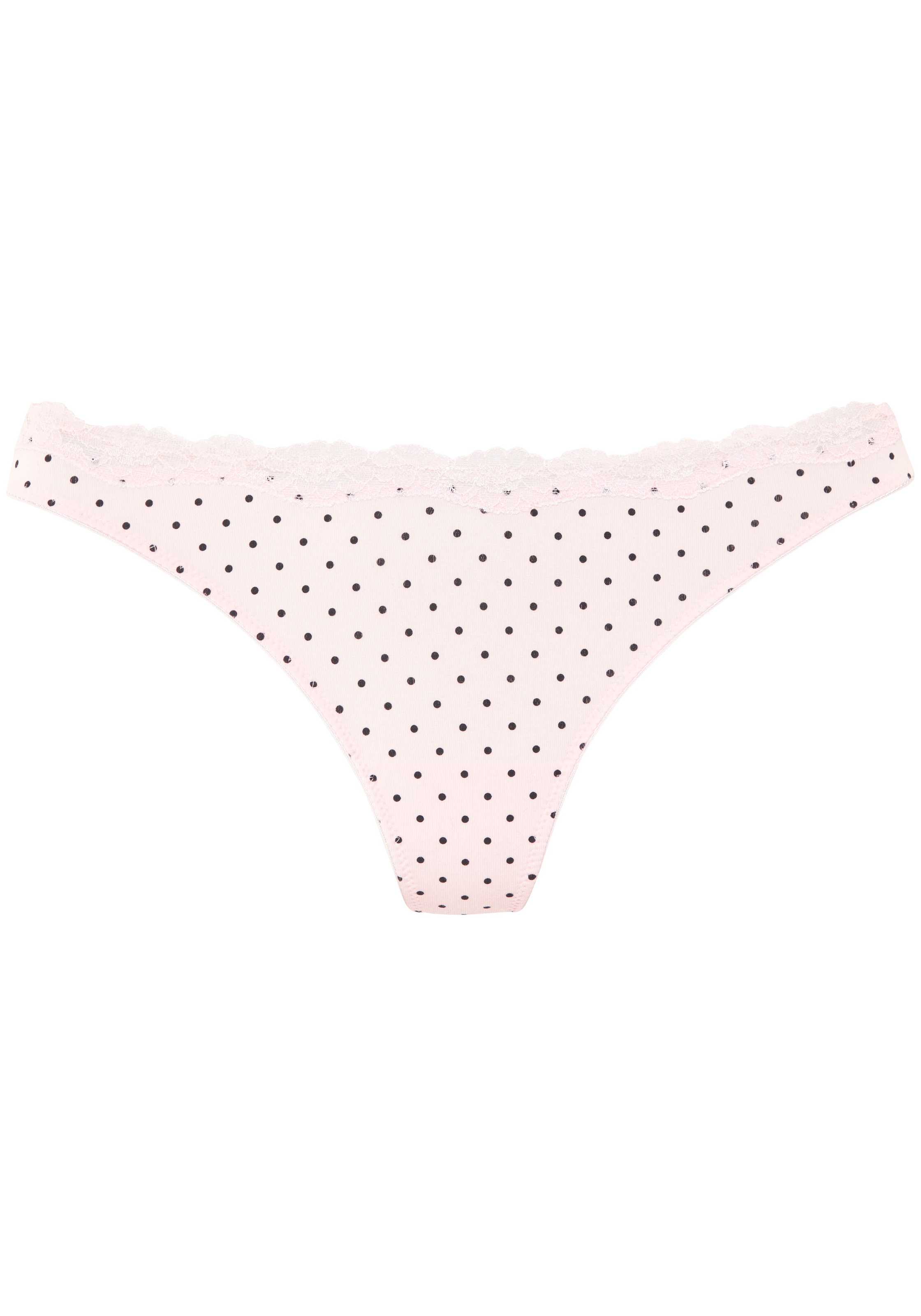 LASCANA String 3er-Pack,  aus elastischer Baumwolle mit zarter Spitze