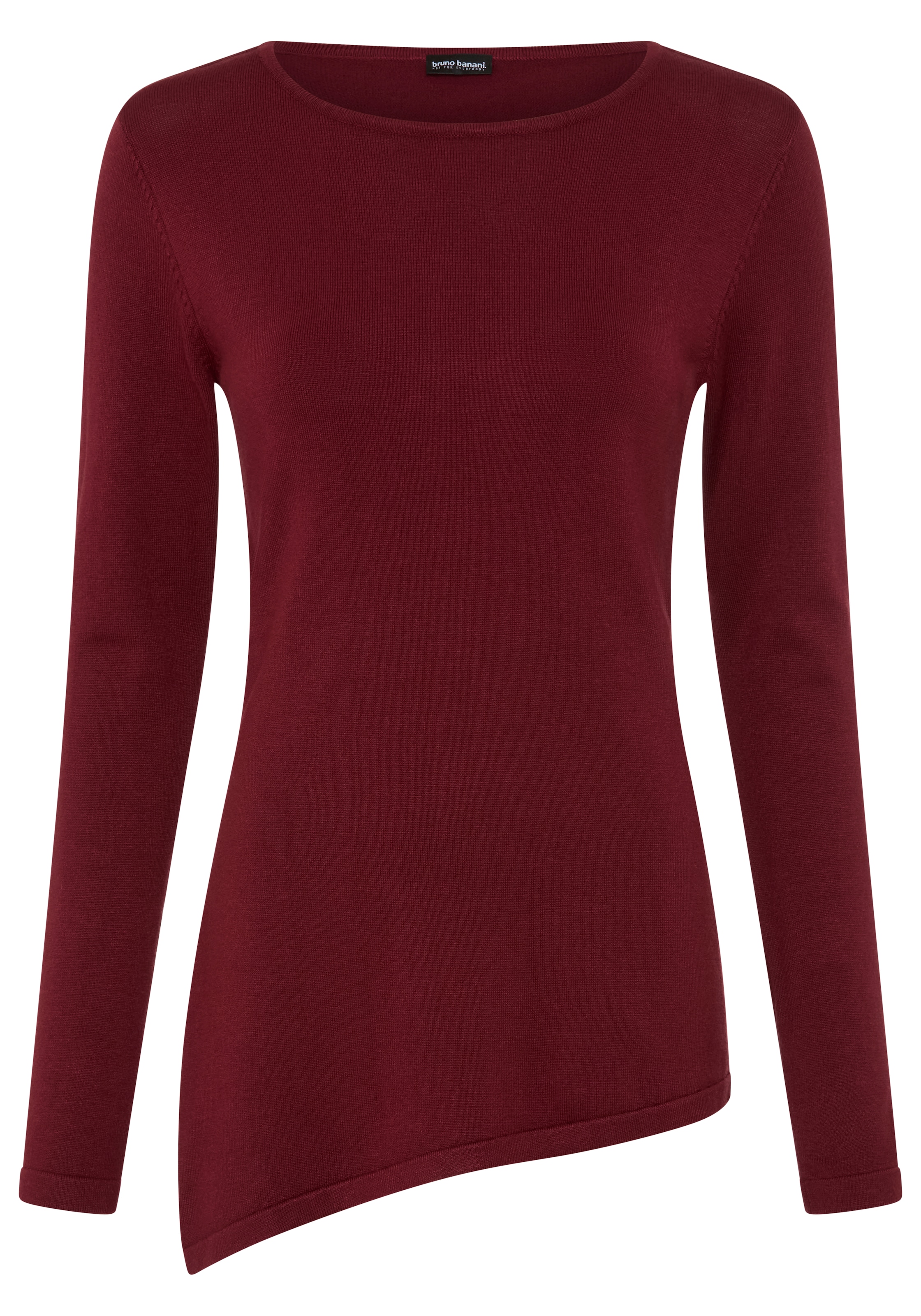Bruno Banani Pull en tricot »mit asymmetrischem Saum und seitlichem Schlitz« col rond, longueur couvrant les hanches, coupe ajustée
