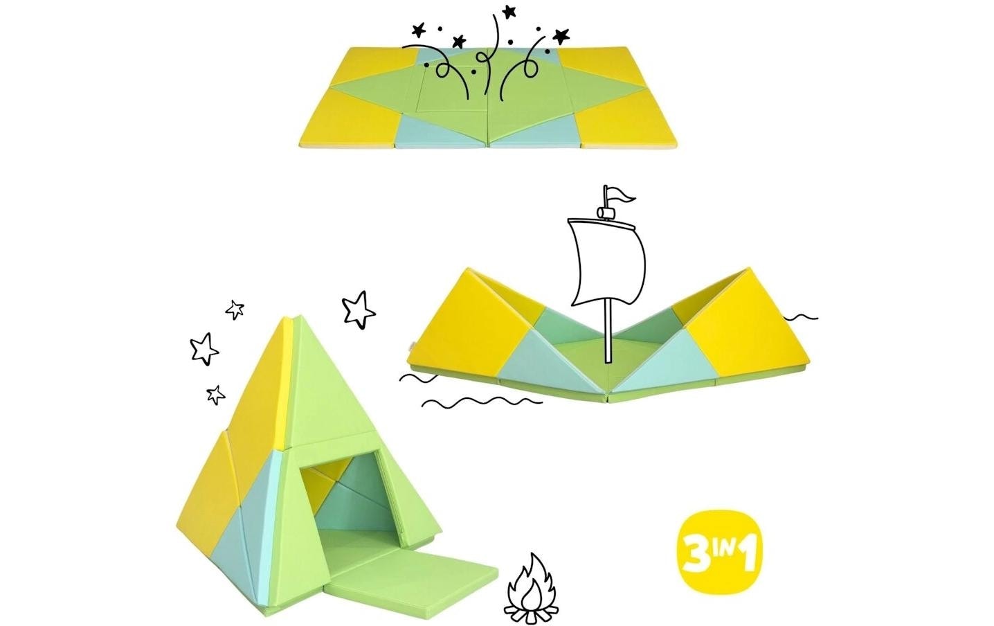 alldoro Spielmatte »3-in-1 faltbar zu Tipi-Zelt und Boot 182 x 105 cm«