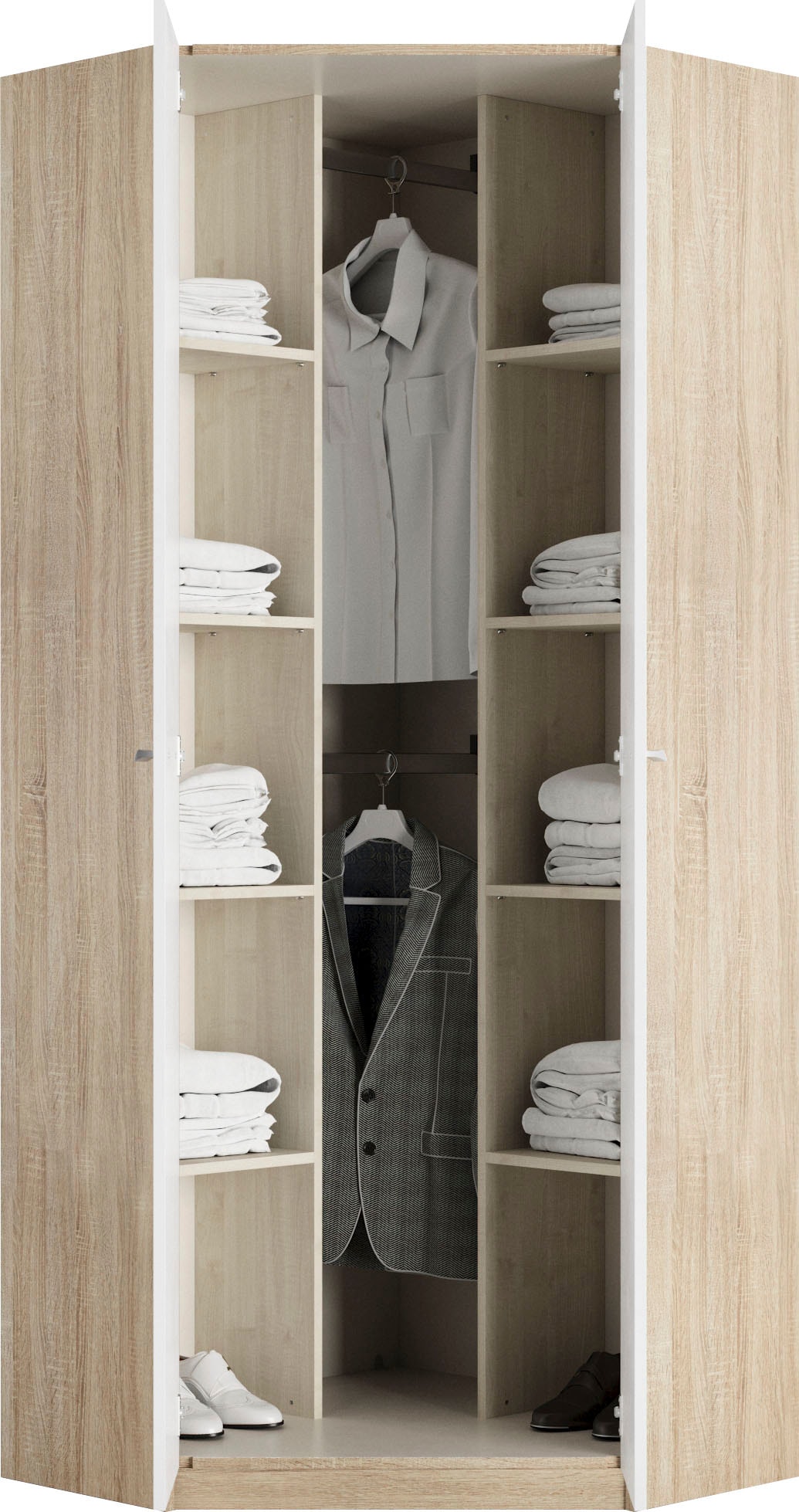 priess Eckkleiderschrank »Barcelona Kleiderschrank Ecklösung Raumwunder« in 2 Tiefen Schrank Eckschrank Garderobe