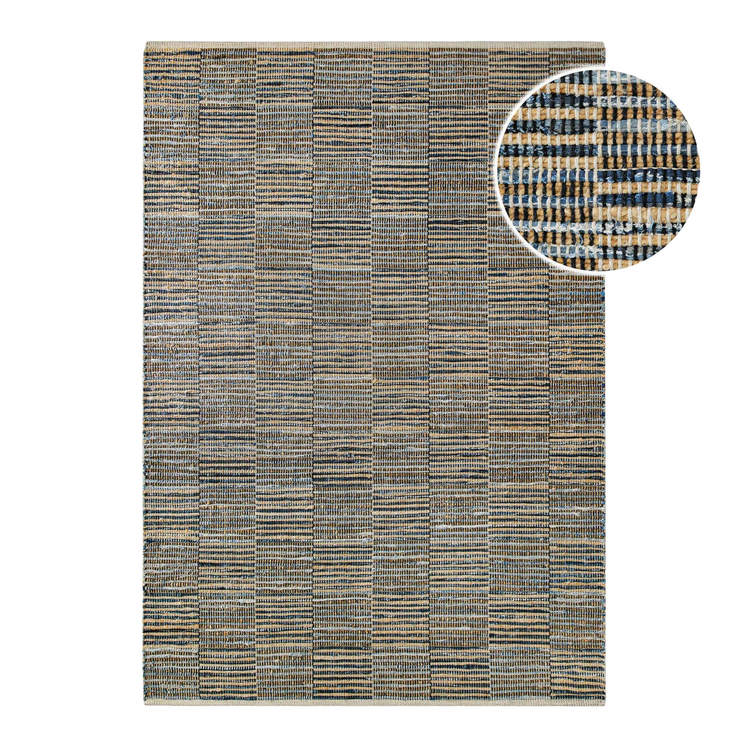 Wecon home Teppich »Denim Blues« rechteckig 6 mm Höhe handgewebt, robust, pflegeleicht, skandi, Natur, Jute, Wohnzimmer