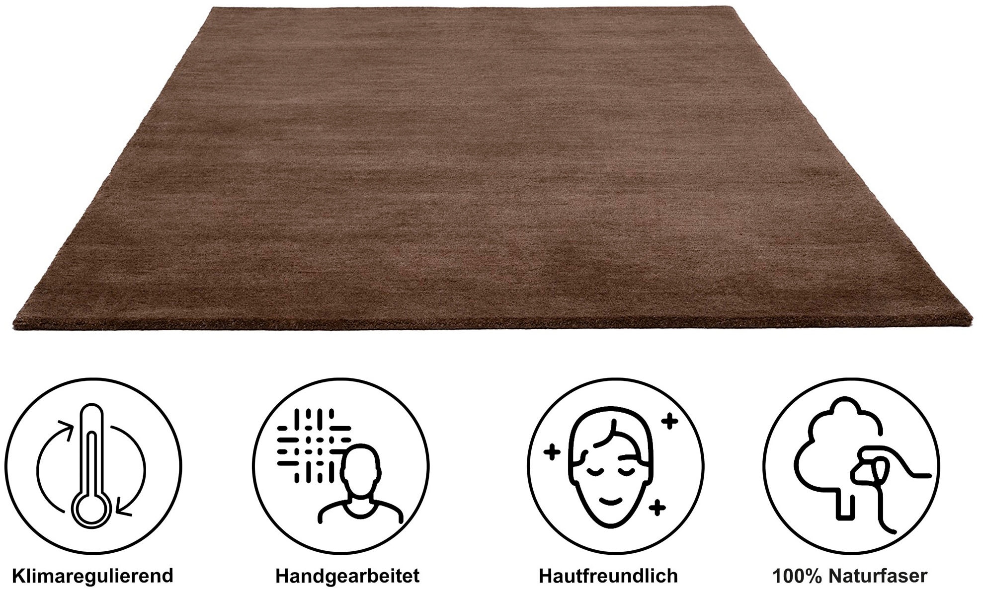 GOODproduct Wollteppich »Gabbo Natur, Handgefertigt, Teppich, reine Wolle, meliert« rechteckig 14 mm Höhe reine Wolle, Uni, Wohnzimmer, Schlafzimmer, Esszimmer