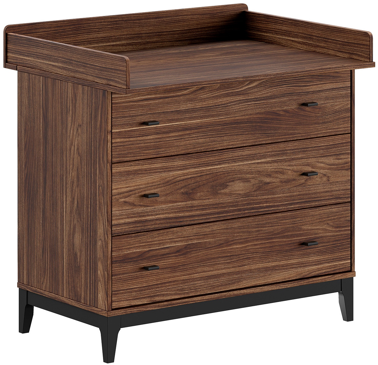 Vipack Commode à langer »Ilyas, gradliniges Design und grosser Wickelfläche« 3 grosse Schubladen, pflegeleichte Oberfläche in Dekor Nussbaum 100 cm