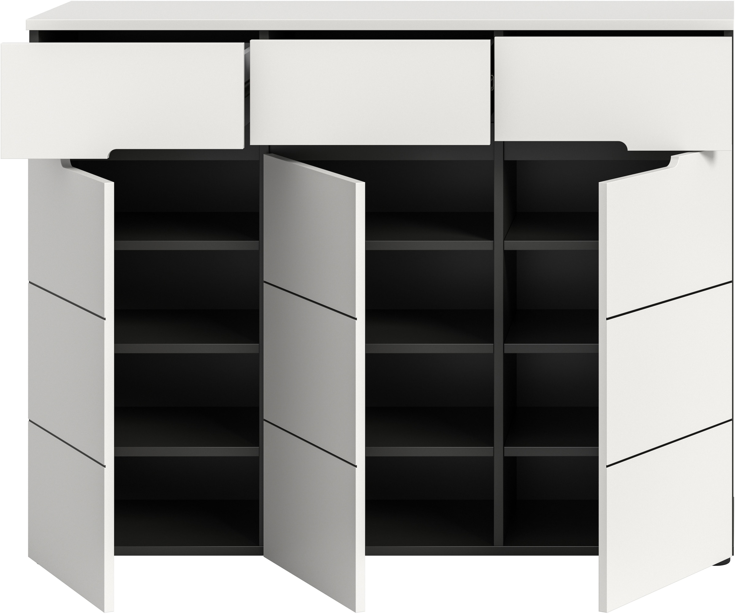 Home affaire Armoire vestiaire »REHAT, TOPSELLER!, Breite 120 cm, 3 Türen, 3 Schubkästen, 12 Fächer« in verschiedenen Farben erhältlich, Platz für ca. 24 Paar Schuhe, 1 cuis tlg. Schuhschrank, Kommode, Schuhkommode, Anrichte, Sideboard