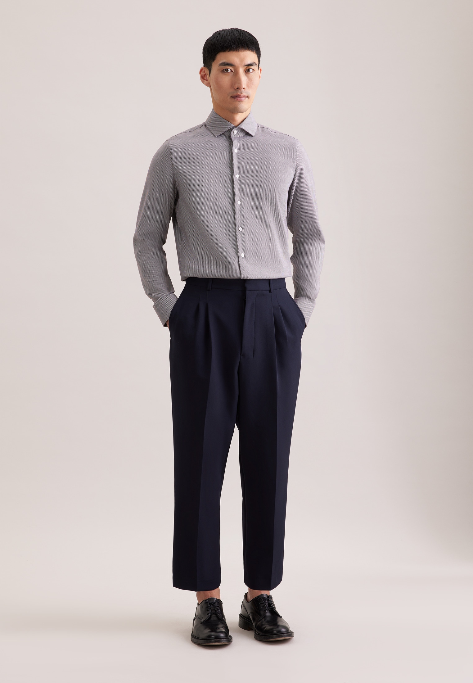 seidensticker Businesshemd »Schwarze Rose« Slim 1/1 Kentkragen Struktur