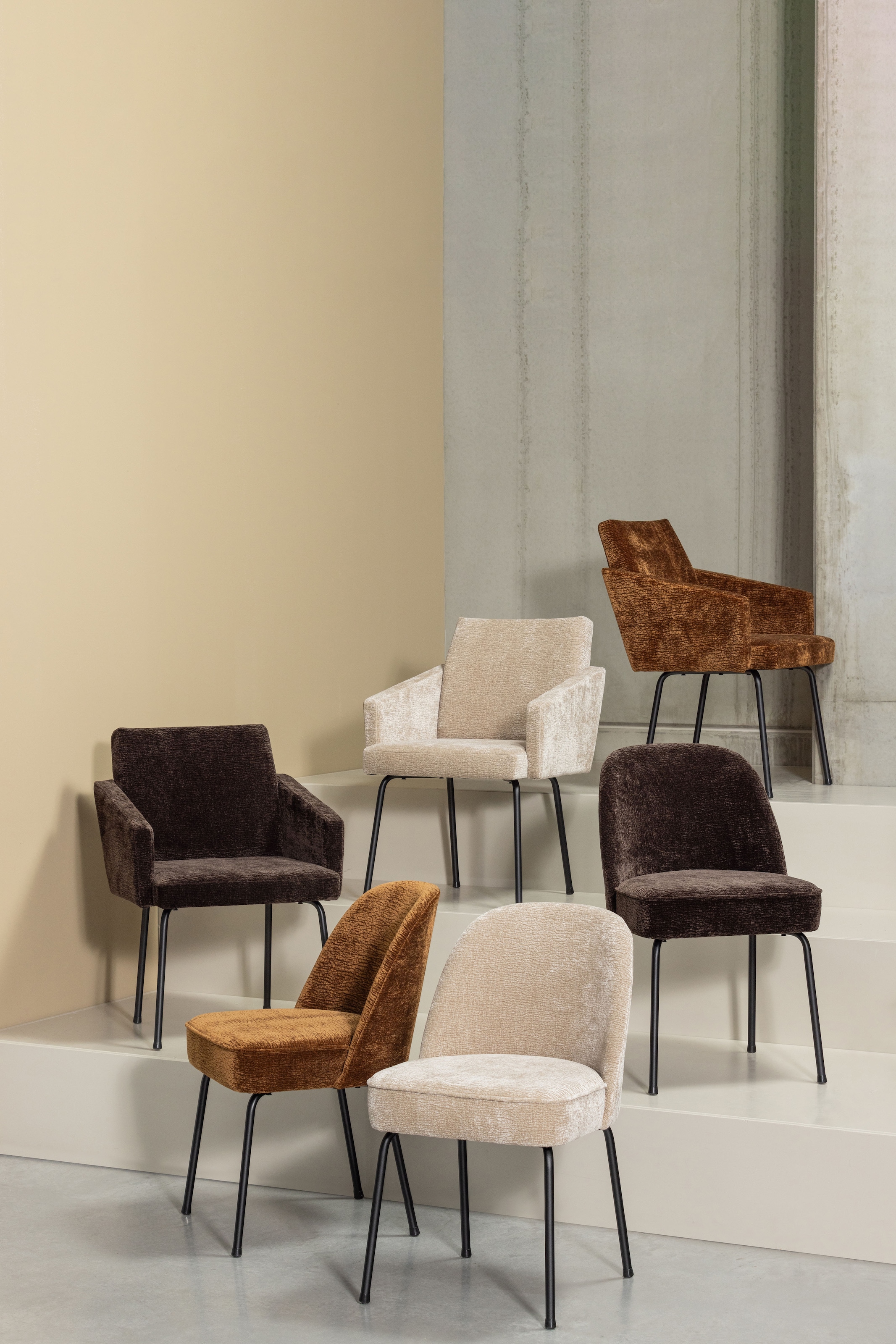 WOOOD Esszimmerstuhl »Vogue mit bezug und 3D-Muster, B 50 x T 57 x H 83 cm (2er-Set)« (Set) 2 Stk.Chenille-Texturbezug mit Maximale Verschleissfestigkeit, Pfleiglicht