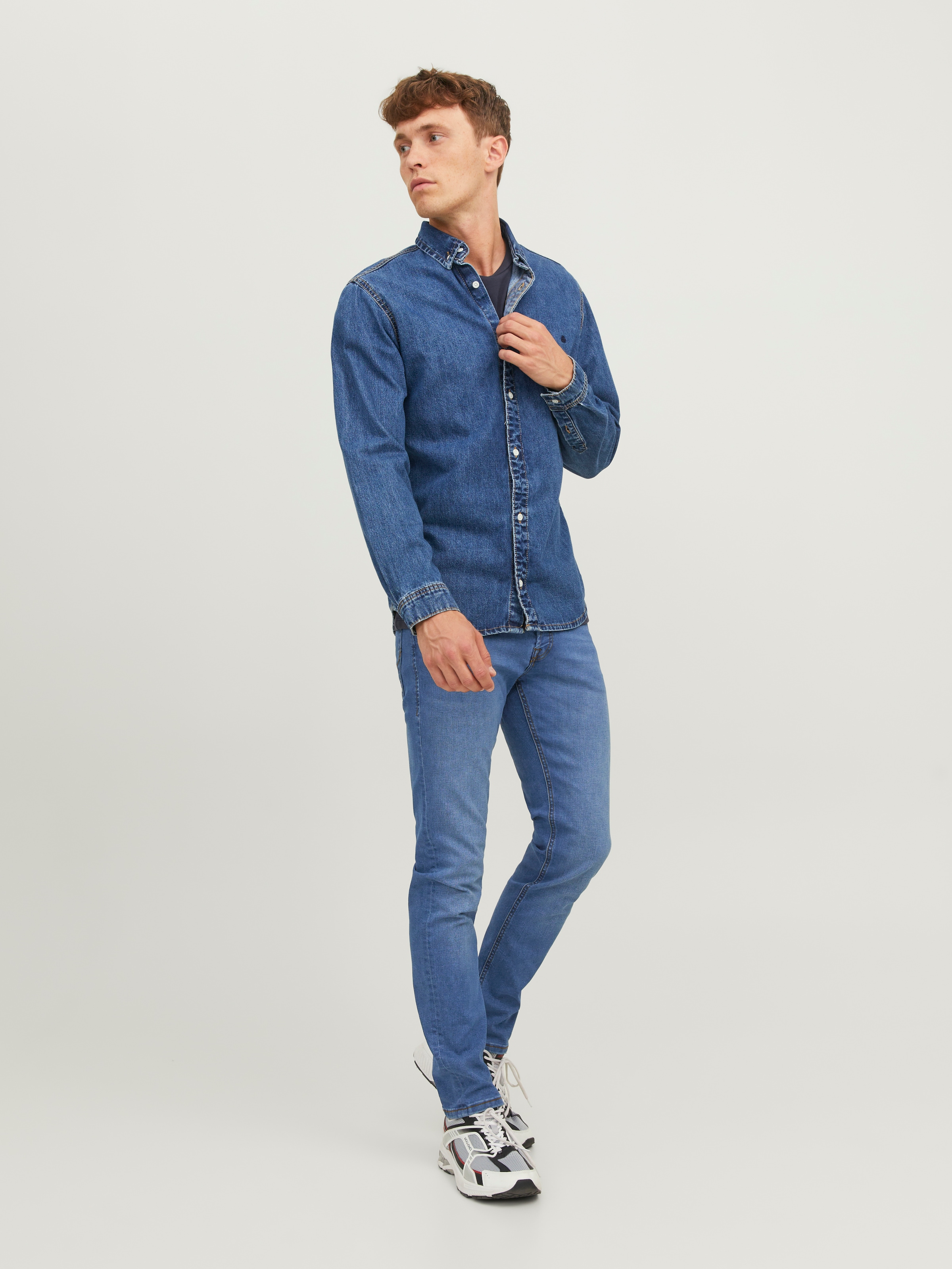 Jack & Jones Jeans slim »JJIGLENN mit Used-Look und Stretchkomfort« effets d'usure, tendance, coupe slim, mélange de coton