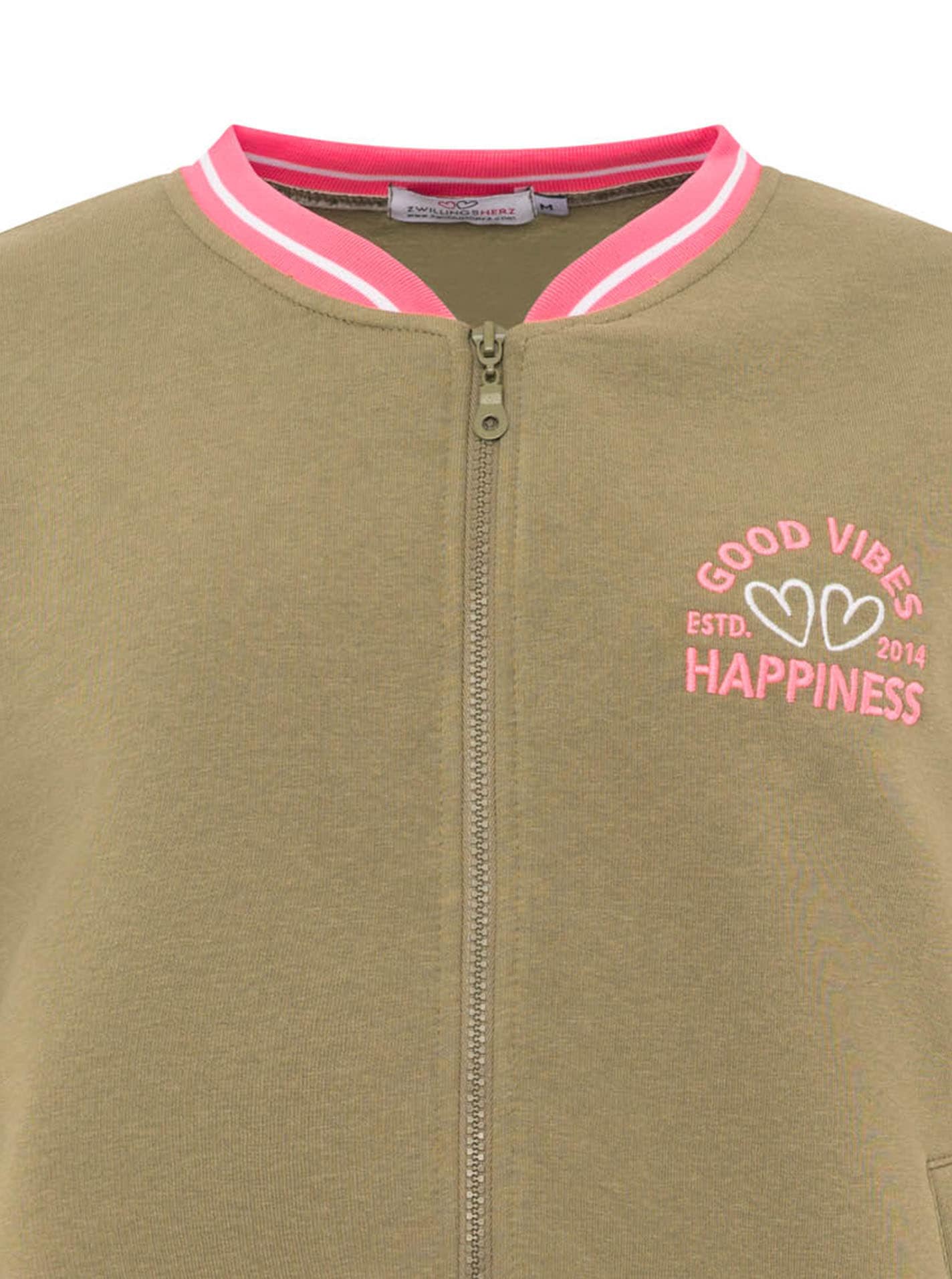 Zwillingsherz Veste sweat »"College"« Reissverschluss, gestreiften Rippbündchen, Eingriffstaschen, Stickerei