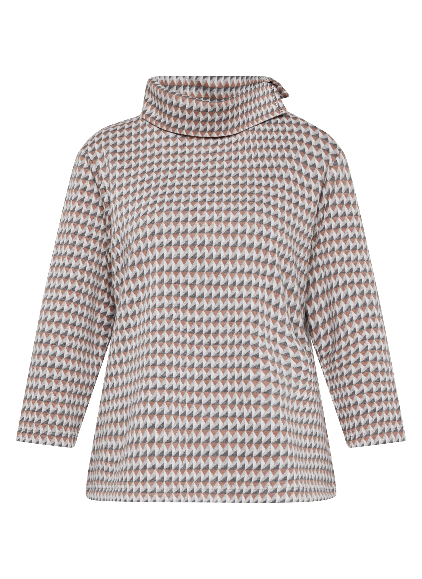 Rabe T-shirt à manches 3/4 mit grafischem Muster und Schalkragen mit Glitzersteinen