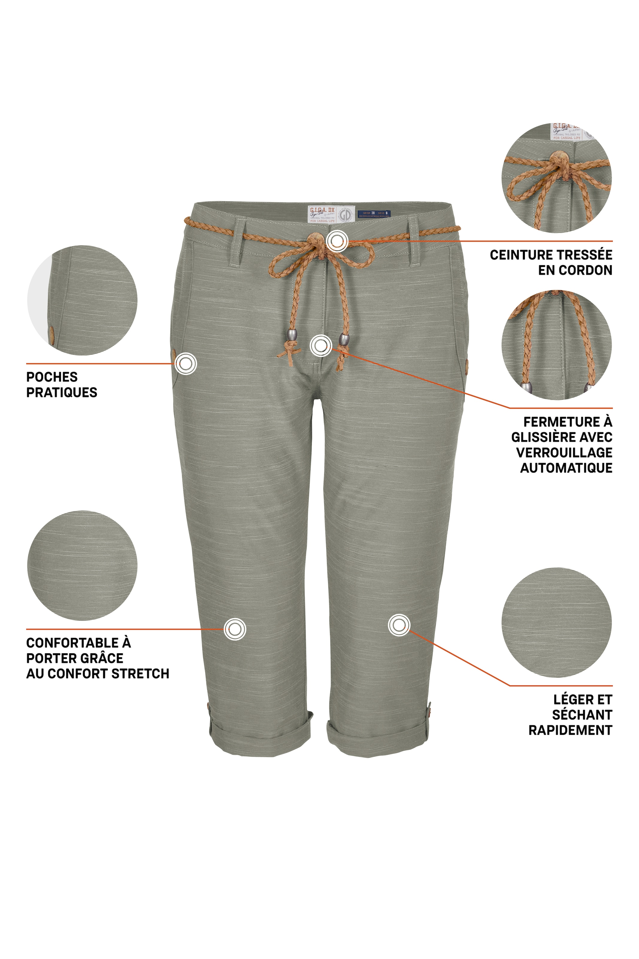 G.I.G.A. DX by killtec Pantalon 3/4 »GS 93 WMN PNTS«  avec forme de jambe étroite, uni, en matière élastique