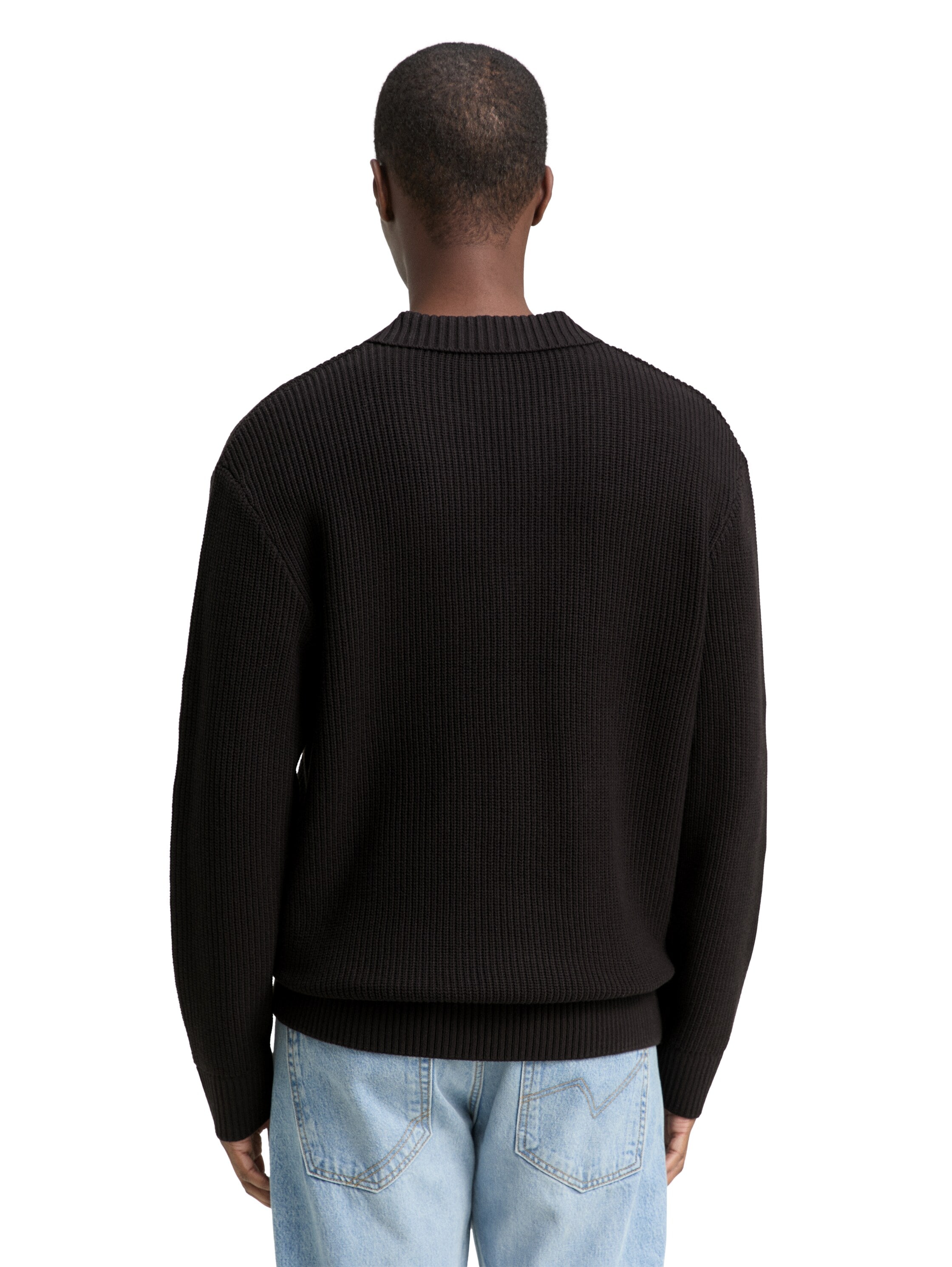 TOM TAILOR Denim Pull à col polo mit Rippbündchen