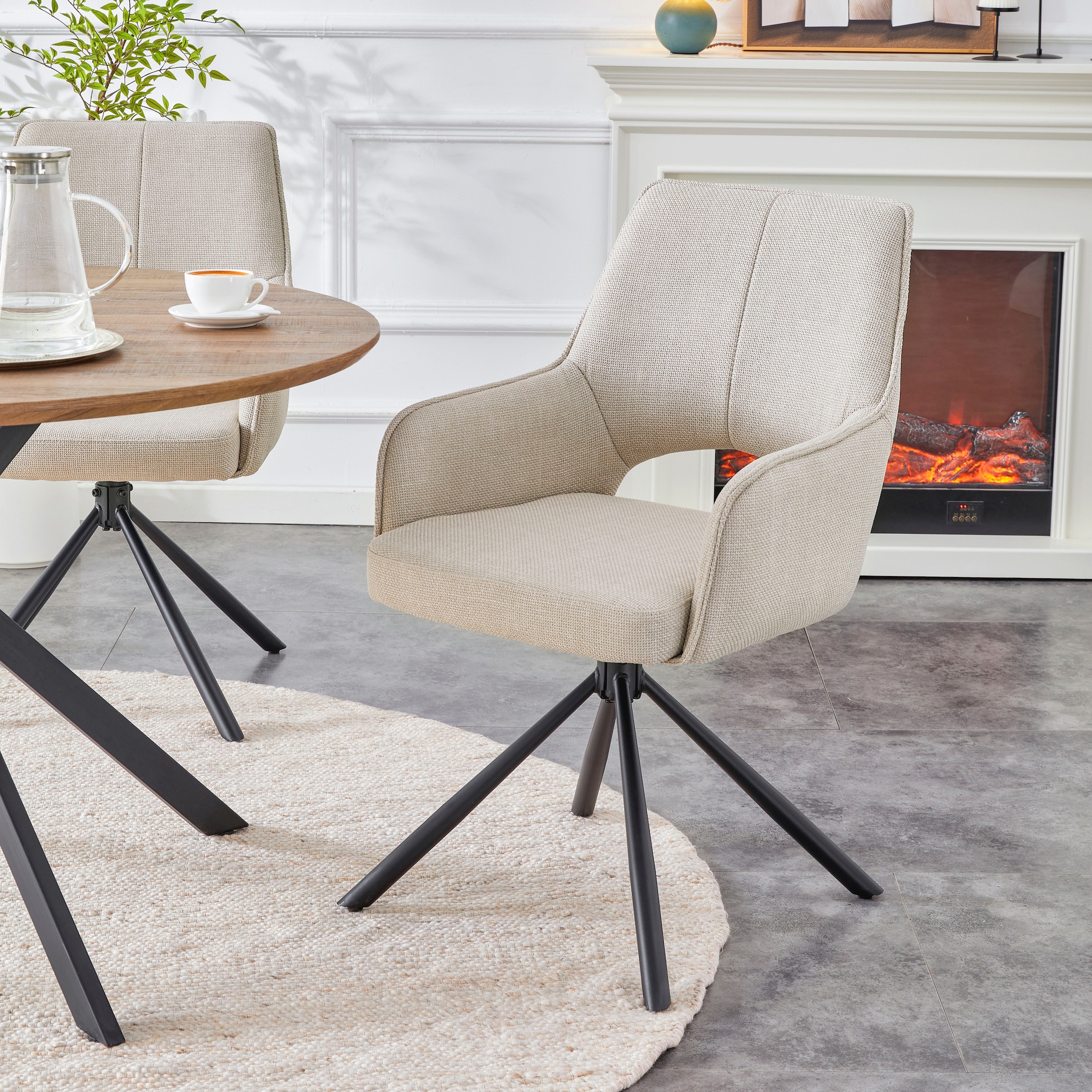 Home affaire Chaise pivotante »BELLEVILLE, 2er Set, mit Metallgestell in matt schwarz« (Ensemble) 2 cuisin verschiedenen Farben, Belsatbarkeit pro Stuhl 120 kg, 360° drehbar