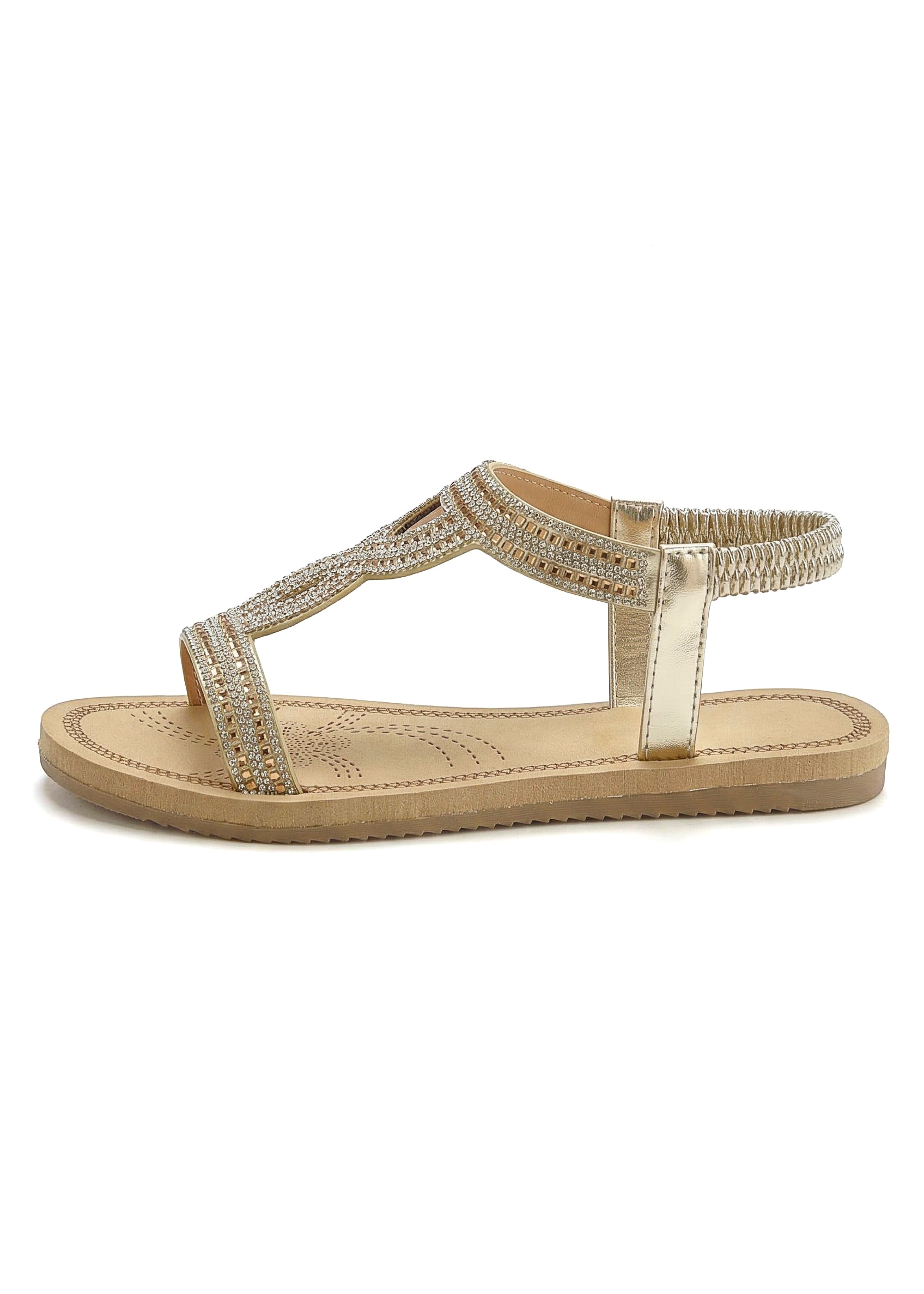 Vivance Sandale »Sandalette, Sommerschuh, offener Schuh«  avec brides élastiques et strass VEGAN